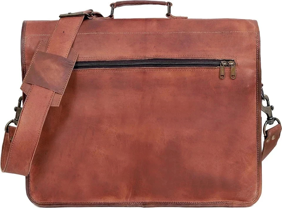 Retro Aesthetic Leather Laptop Messenger Bag Office Briefcase College Bag for