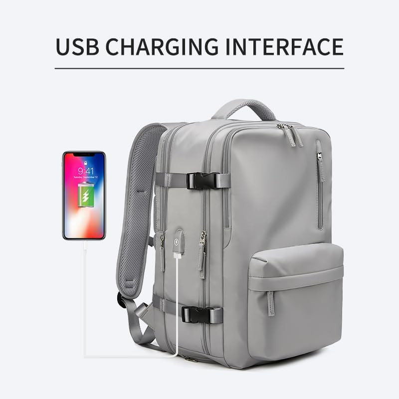 Women Travel Backpack,16 Inch Expanded 39L USB Charging Business Laptop Backpack