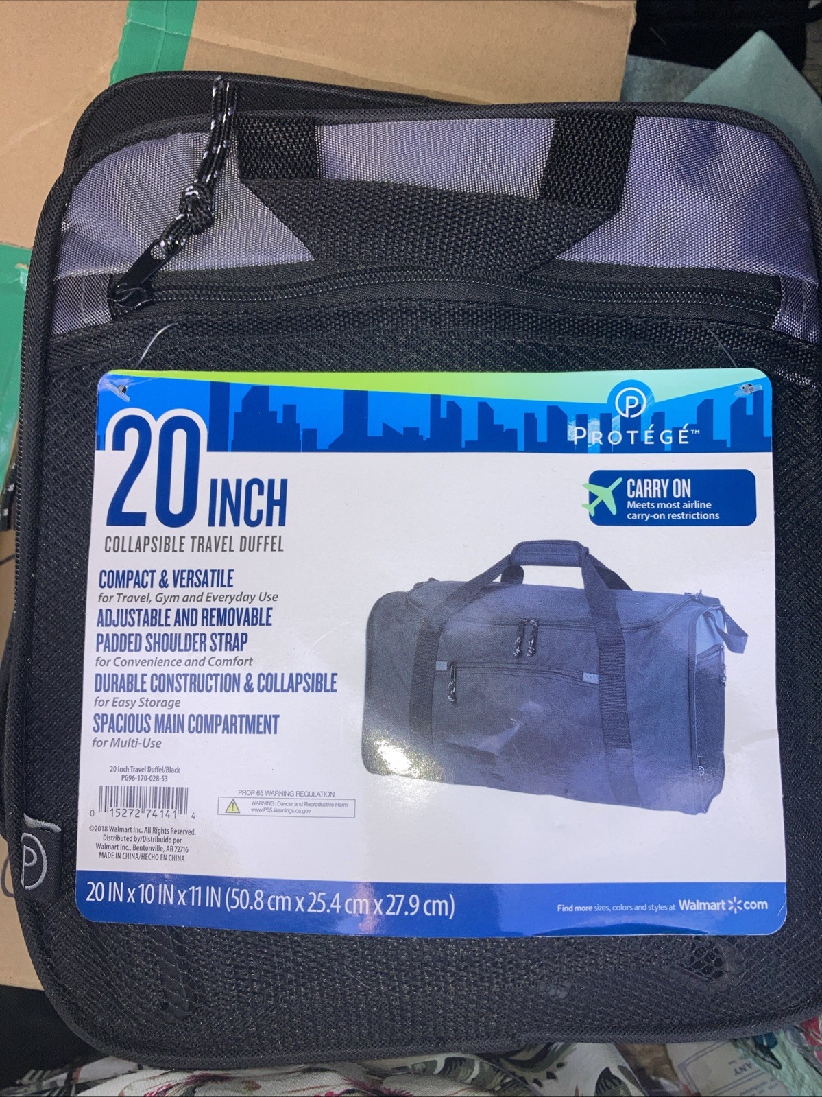 Protege 20” BLK Expandable Duffle Bag Tote Overnight Durable Carry On (NEW W/TAG