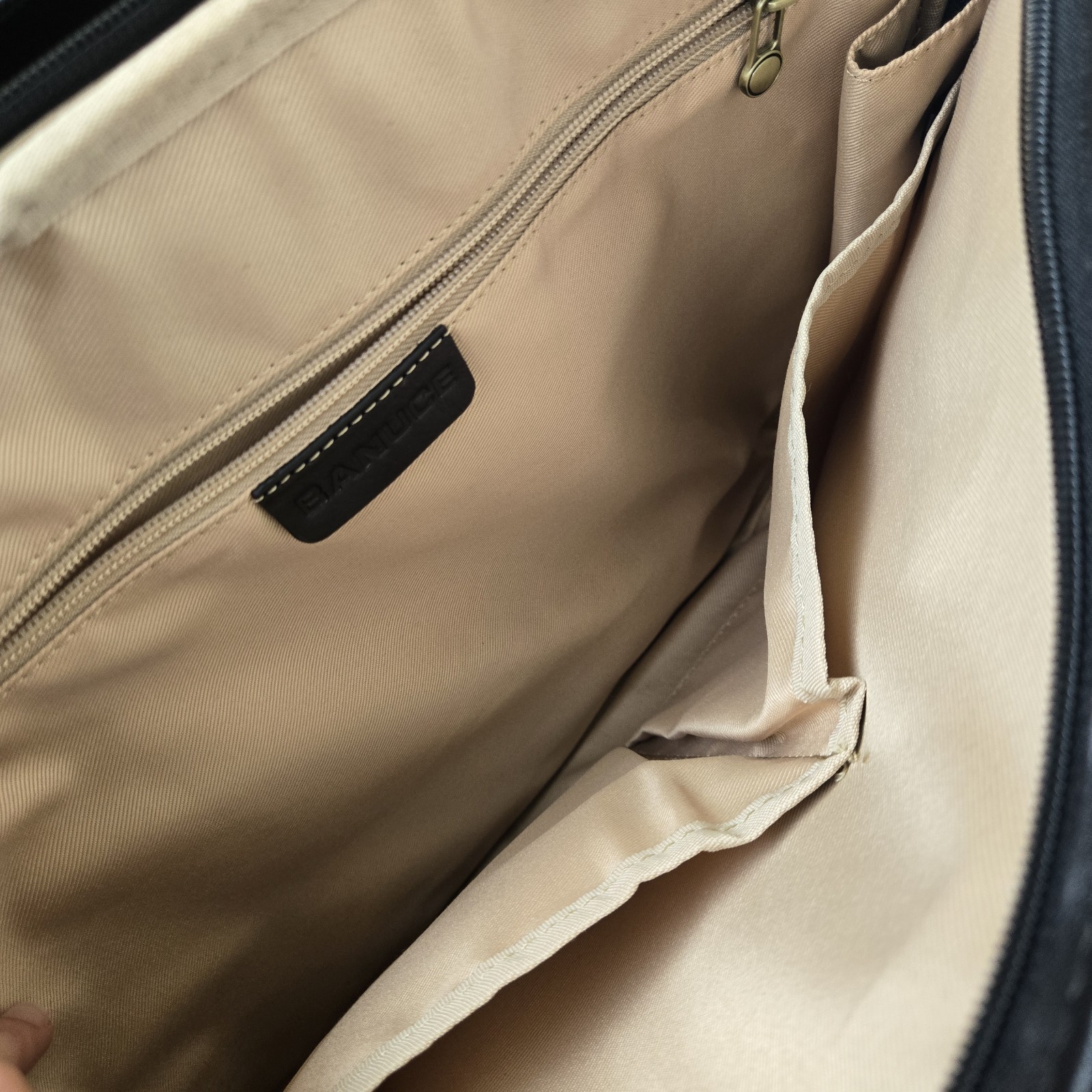 Banuce Genuine Leather Briefcase Laptop Bag Black Business Tote Bag. No Strap