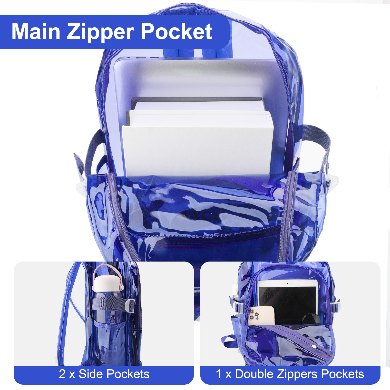 Heavy Duty Clear Backpack Waterproof Transparent Sling Bag School Travel Bookbag