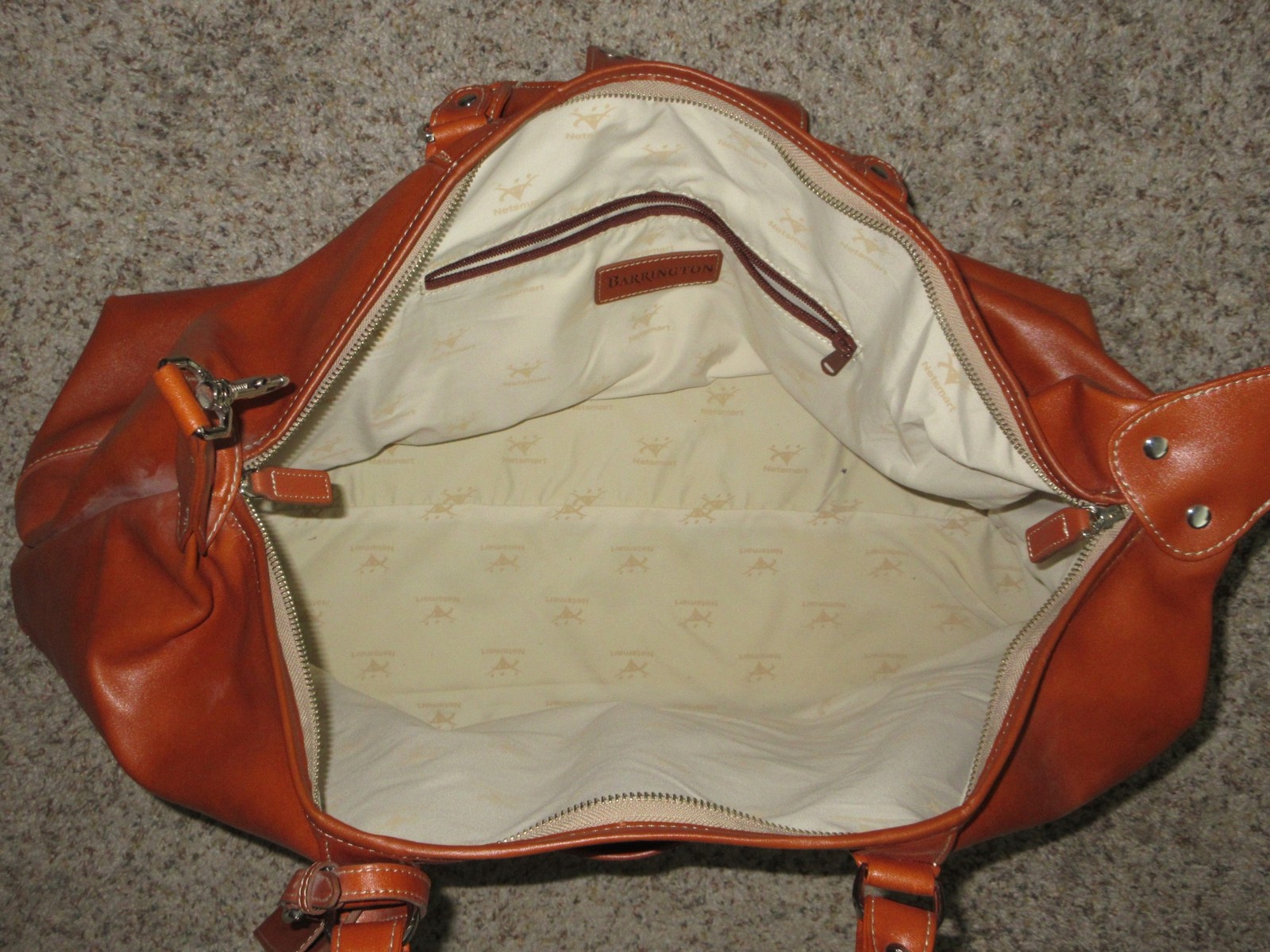 Barrington Brown Leather Duffel Top Handle Shoulder Strap Travel Weekender Bag