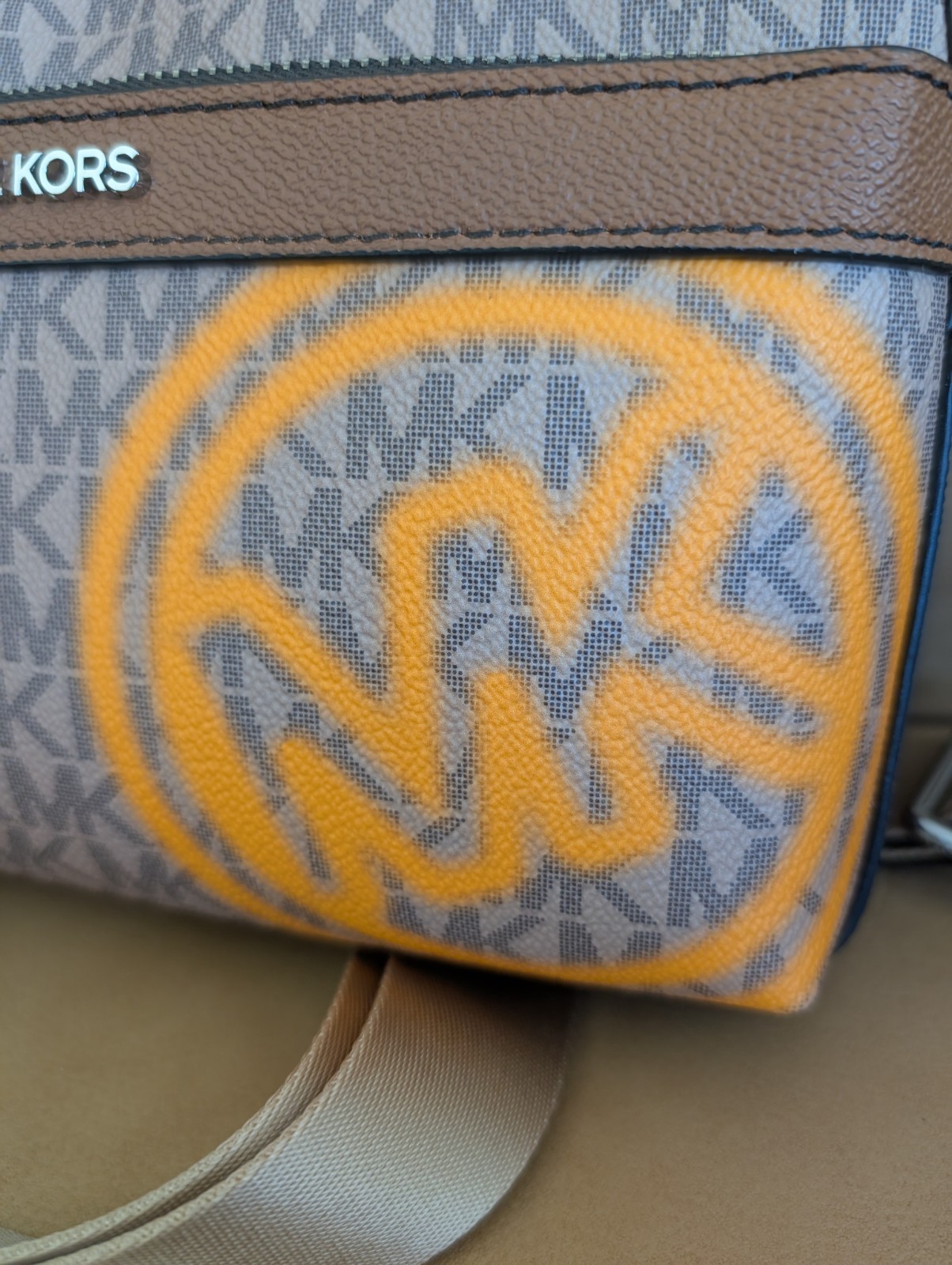 Michael Kors Cooper Men Sig MK Logo Utility Crossbody Bag Pop Orange unisex