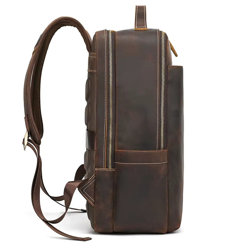 2025 NeLuxury Genuine Leather Backpack Men Laptop Bag Large Travel Cowhide Retro