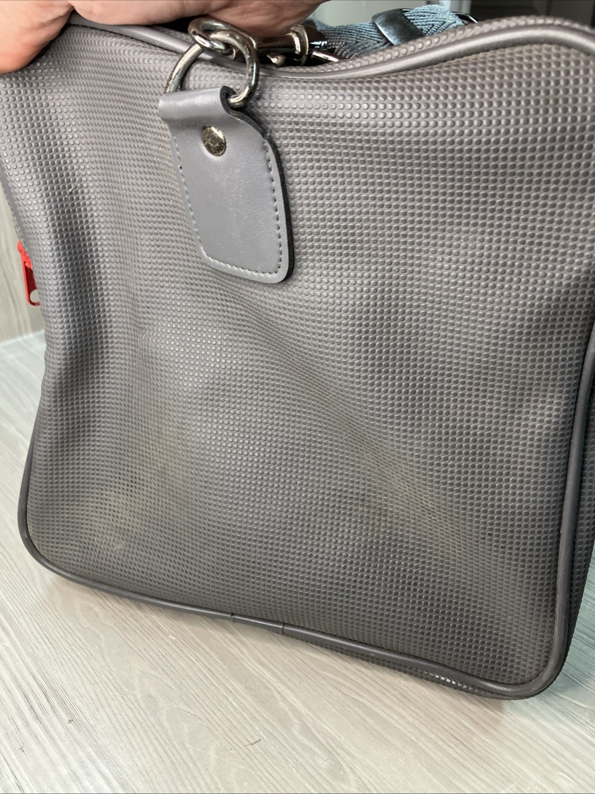 Vintage 90s Givenchy Duffle Bag Carry On Overnight Travel Gray Red NICE ! VGC
