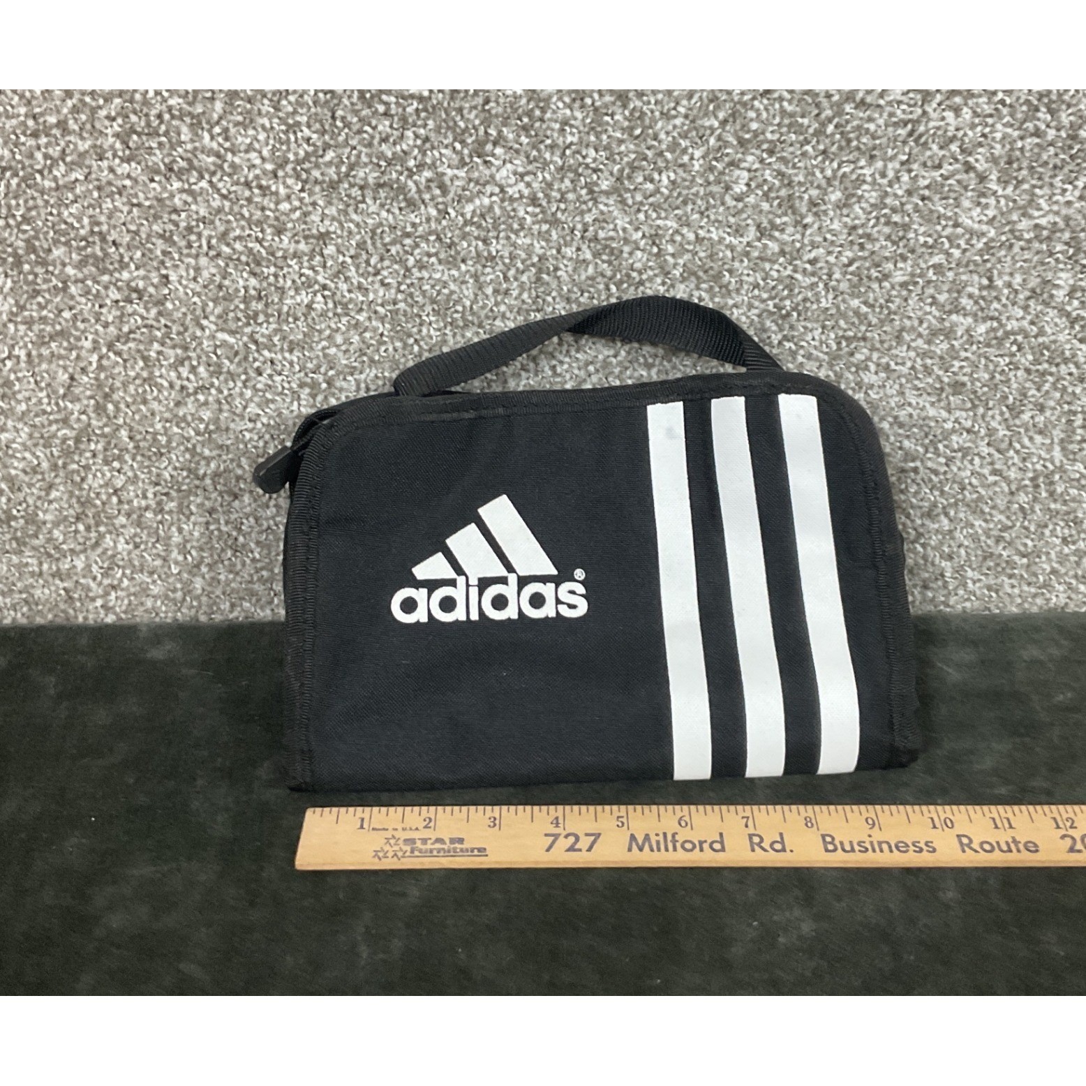 Adidas Toiletry Bag Men OS Black Excellent Hanging Travel Dopp Kit 3-Stripe