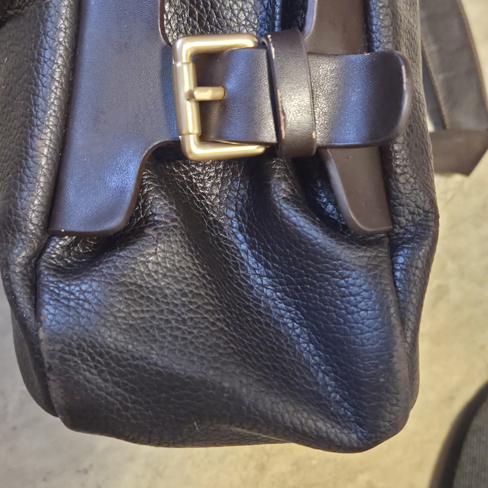 BROOKS BROTHERS Brown Pebbled Leather Men’s Laptop Briefcase Messenger Bag