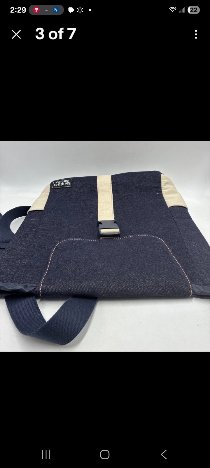 Jean Paul Gaultier Parfums backpack. Denim Style. Unisex . Fits Most Laptops