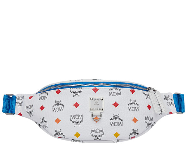 $625 MCM White Spectrum Stark Belt Bag in Skyoptic Visetos MUZ9SFI26WA001