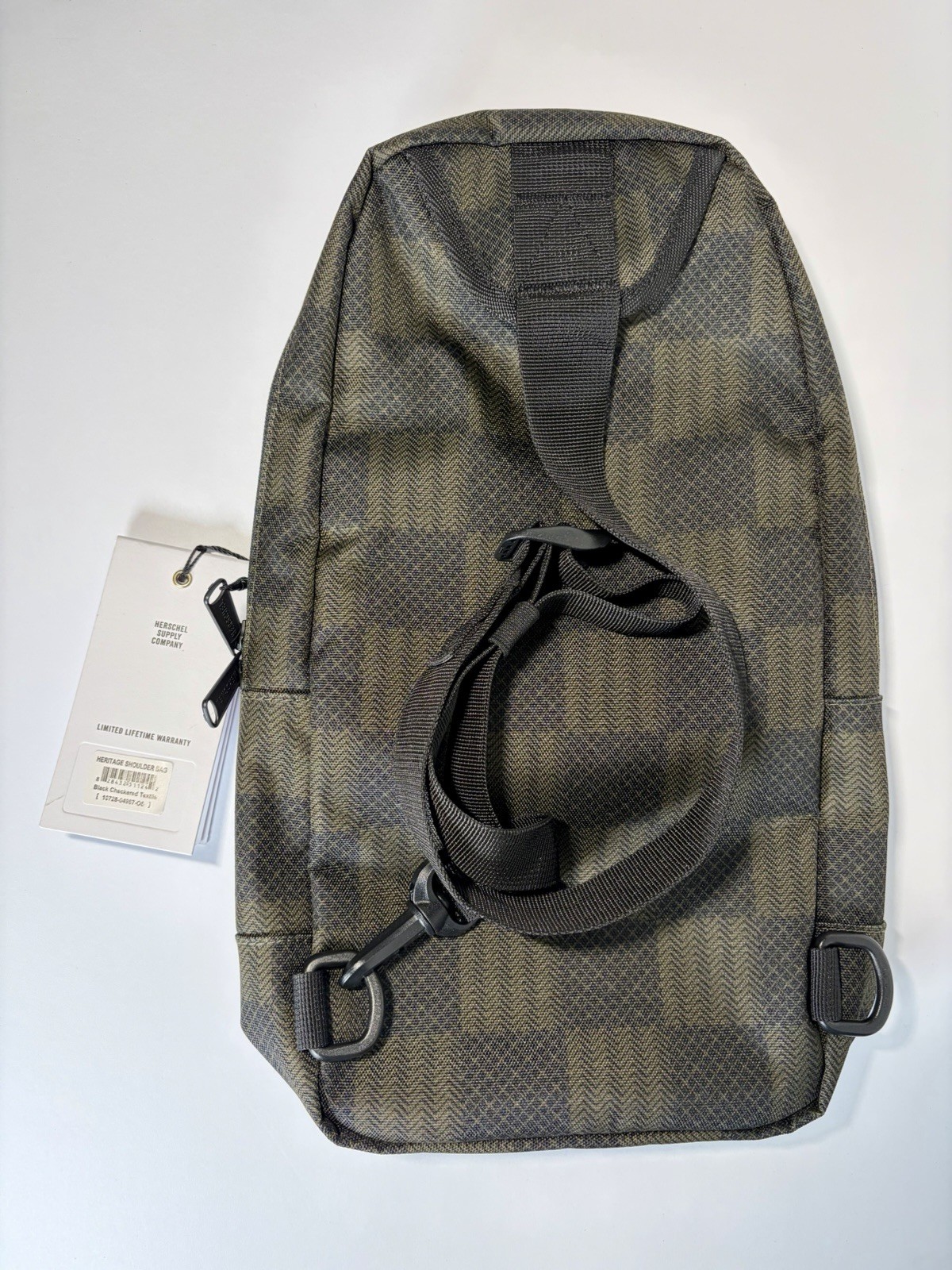 New Herschel Heritage Shoulder Bag 8 L Olive/Black Checkered NWT