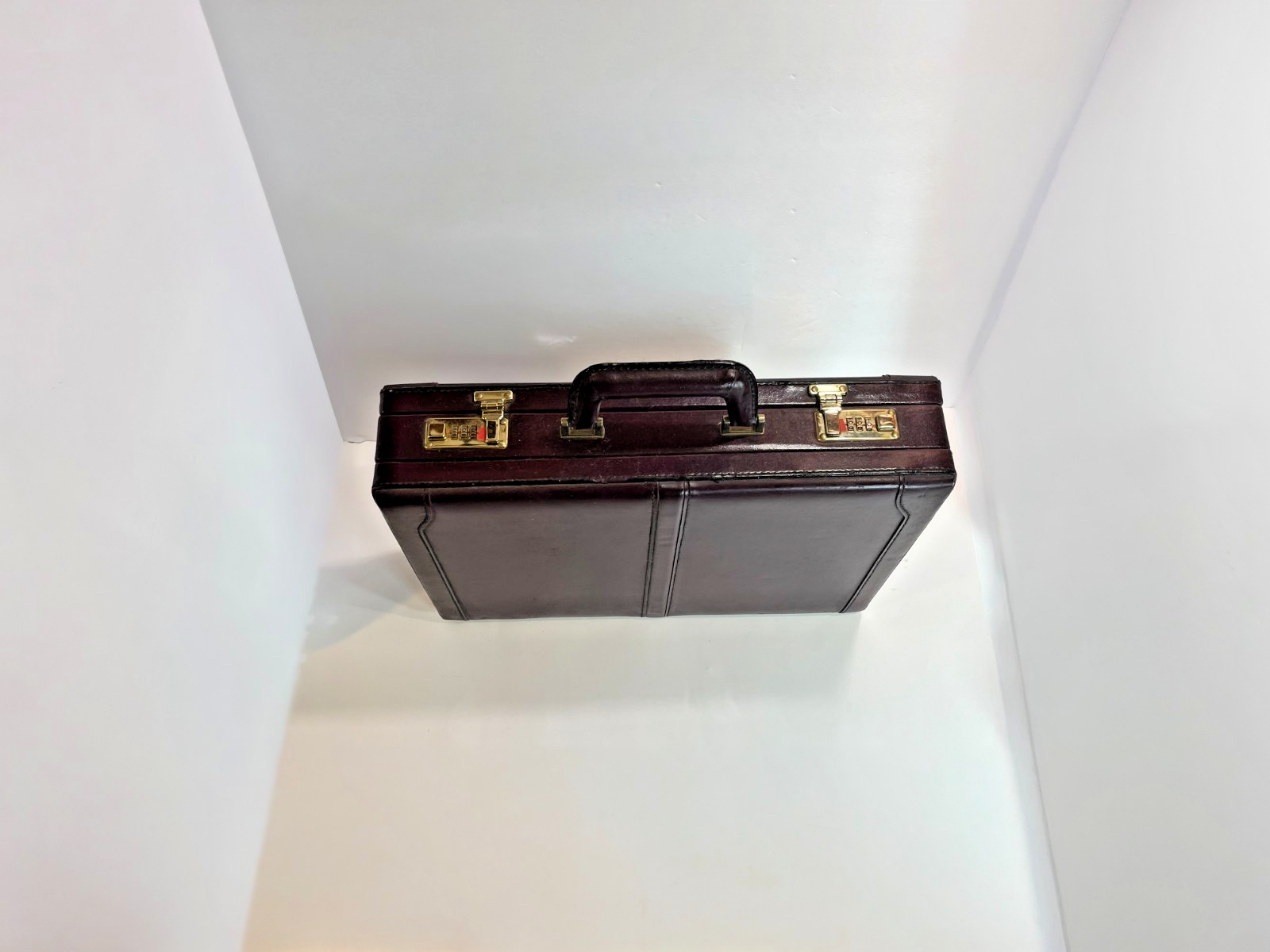 18″ Large Briefcase Men Leather vintage Mulberry Red Brown Suede Beige Interior
