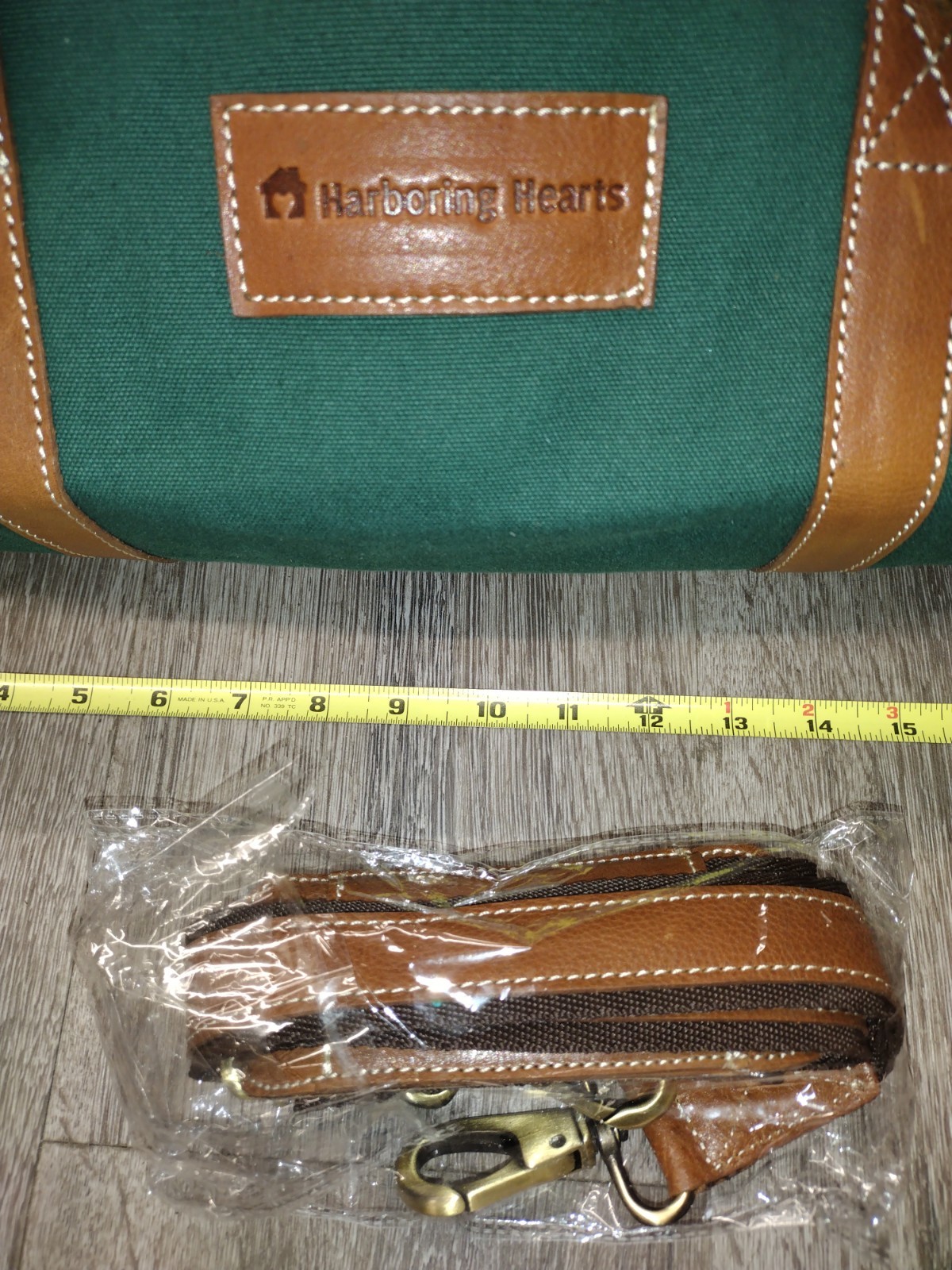 Harboring Hearts FH Wadsworth NYC Canvas Leather Trim Weekender Duffel Bag