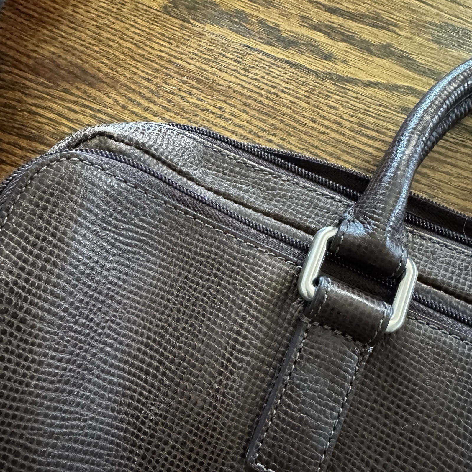Fossil estate document Leather Trim Bag Tan Brown