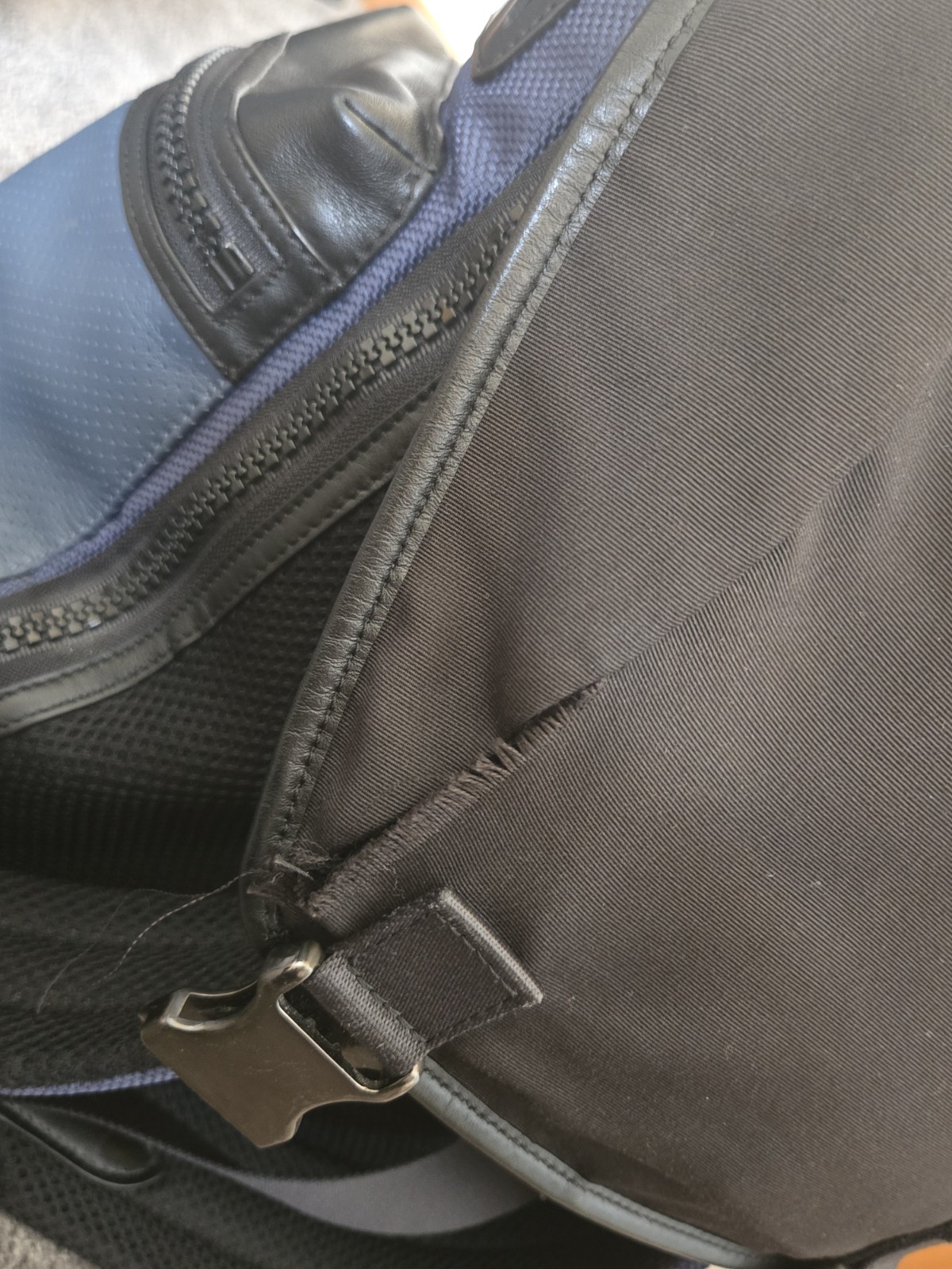 Coach Terrain Trek Backpack Perforated Leather Nylon Navy Black F24677
