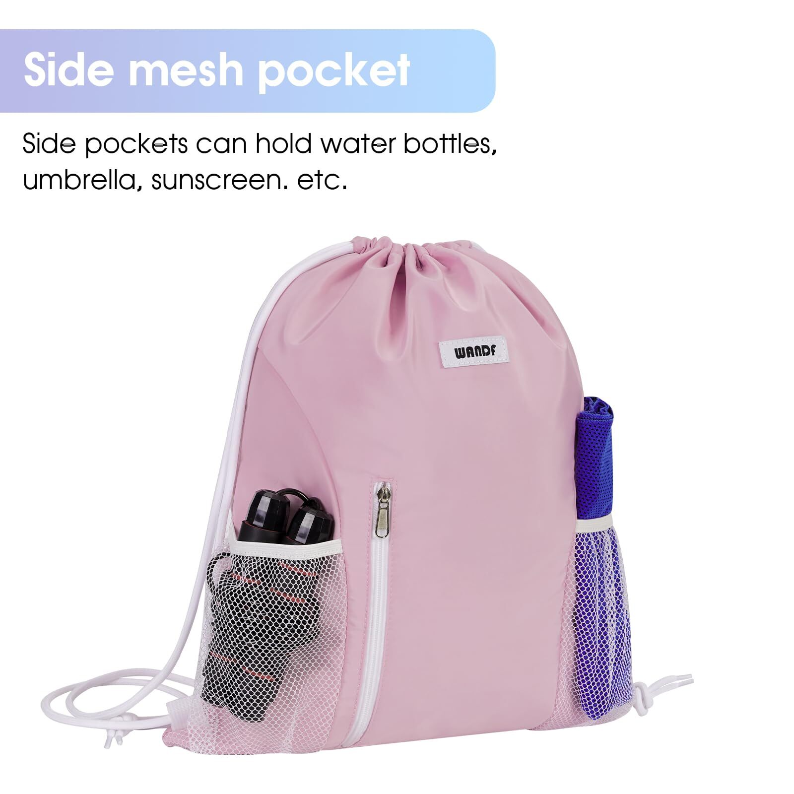 Drawstring Backpack Sports Gym Sackpack With Mesh Pockets Water Resistant String