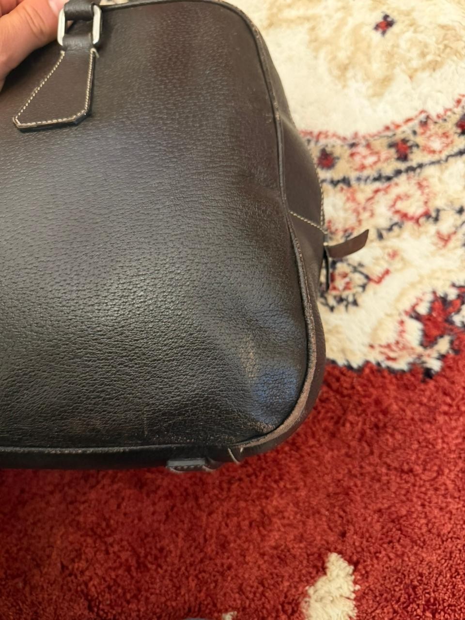 Prada Leather Briefcase Bag Safaiano Brow Luxury Shoulder Travel