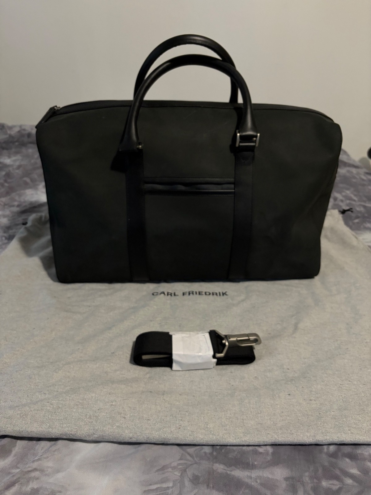 Carl Friedrik Compact Weekender – Black Nubuck Leather