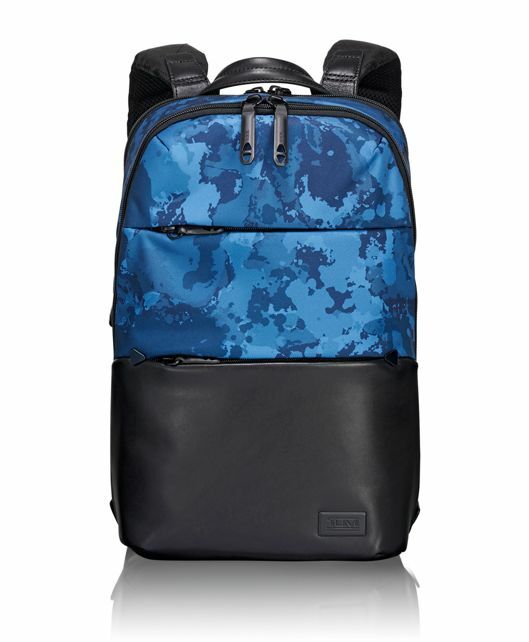 NWT Tumi Tahoe Elwood Deep Ocean Blue/Blk Leather Trim Backpack Retail $295