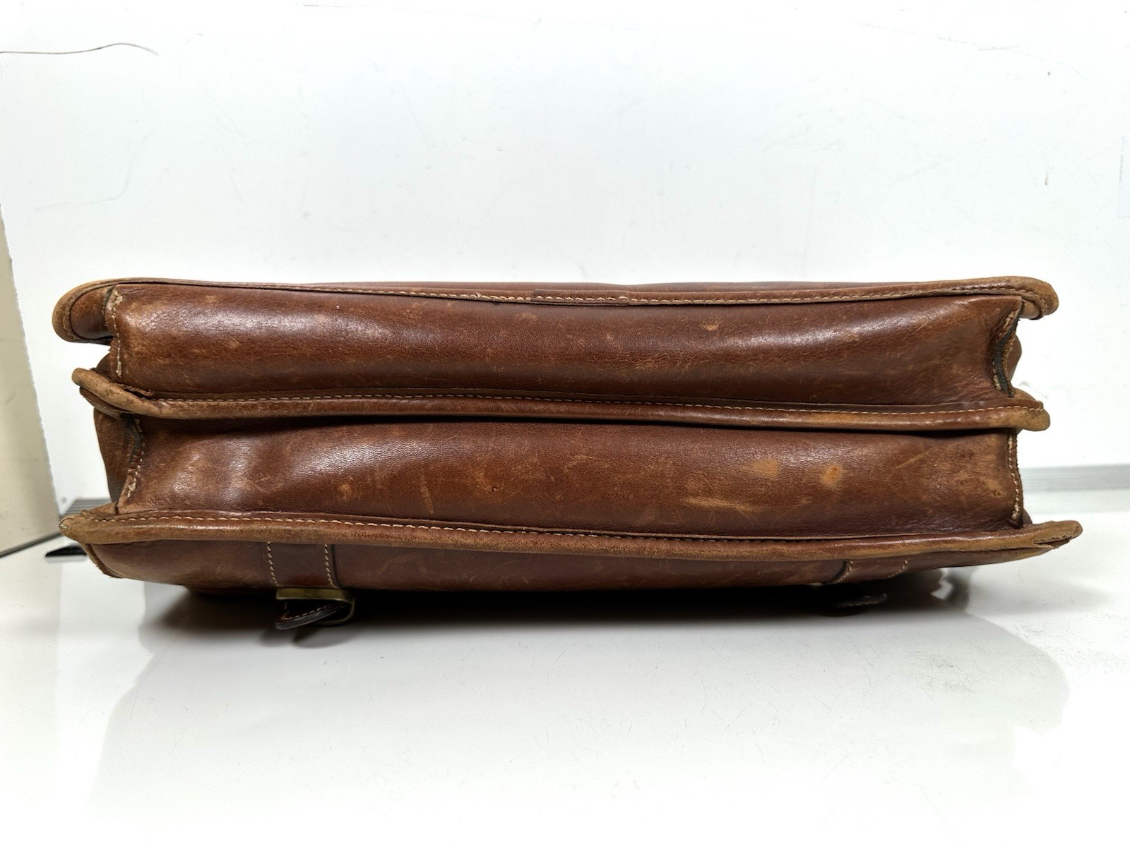 Vintage Tusting Leather Messenger Briefcase Bag Made In England Caramel VGC