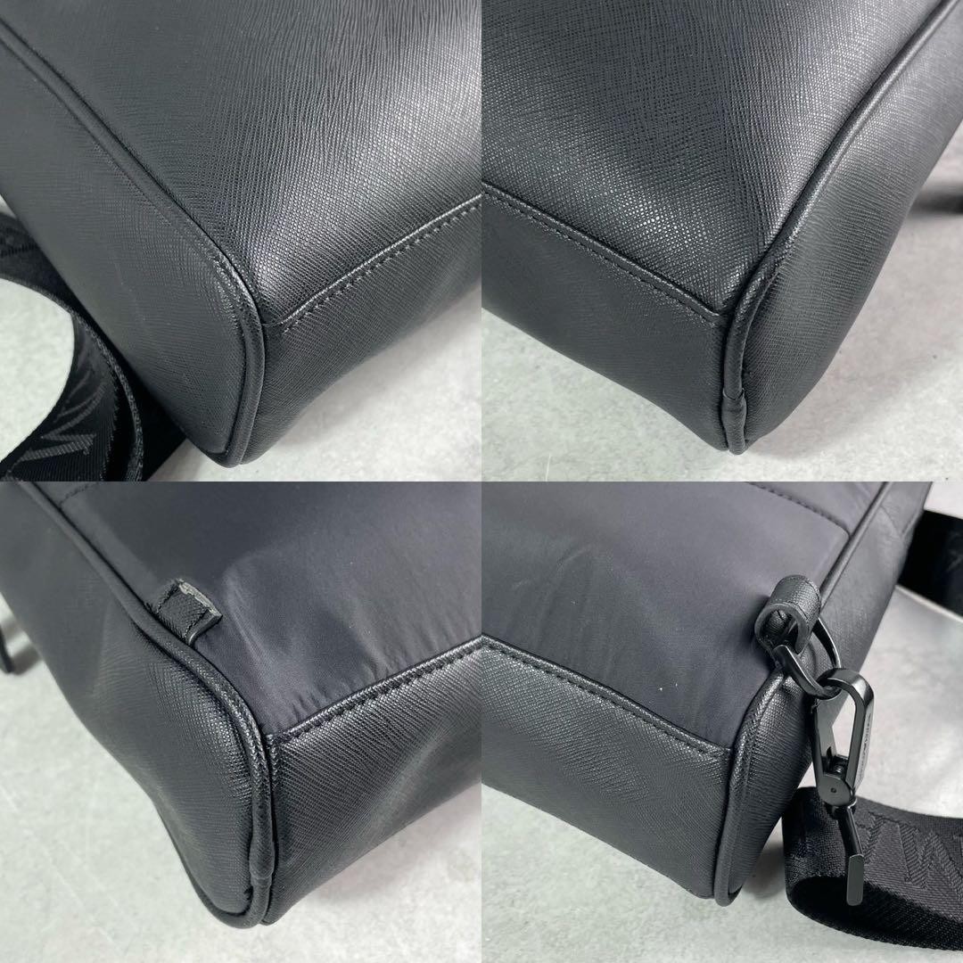 Extremely beautiful item Emporio Armani body bag Saffiano leather black