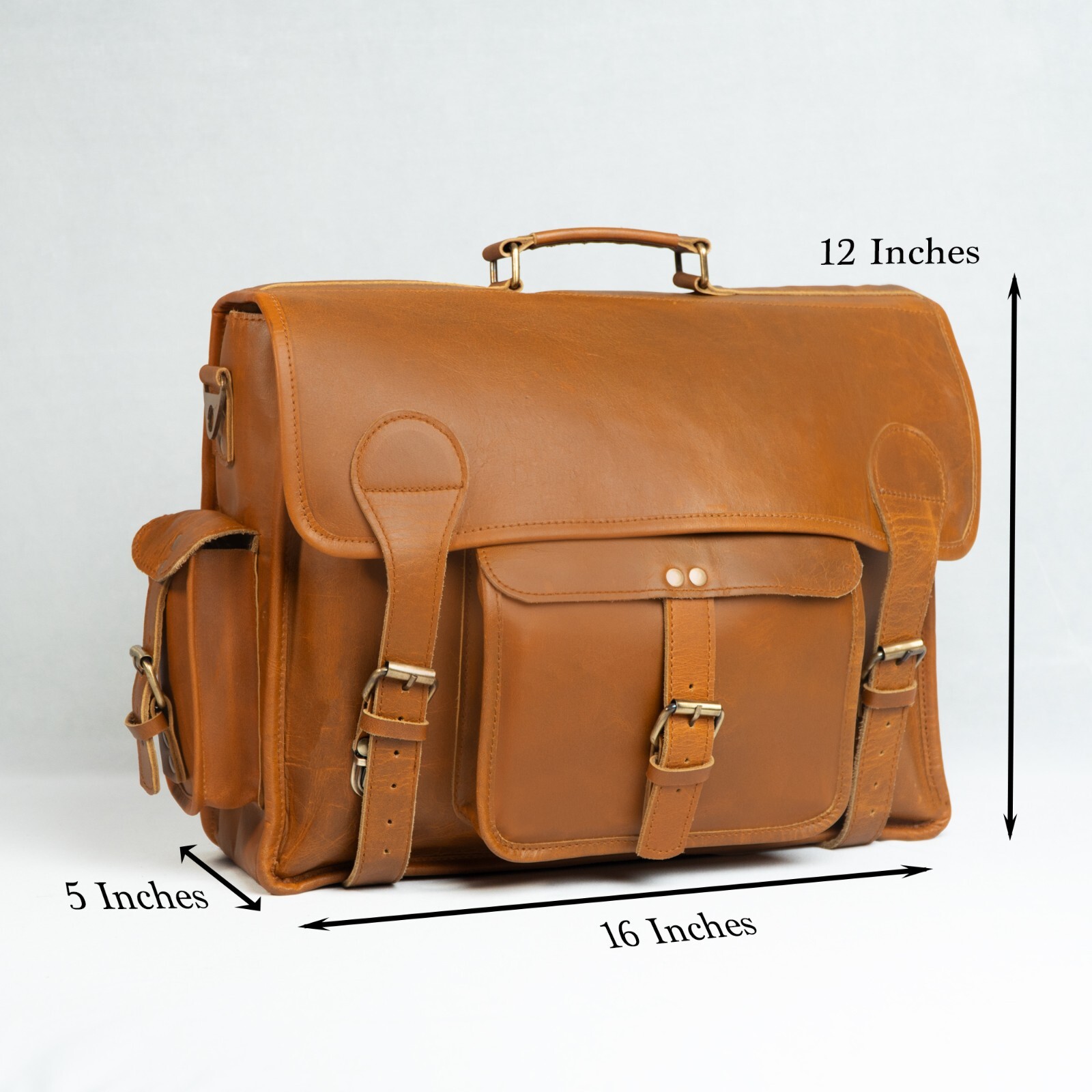 16 inch Leather Laptop Messenger Bag for Men Satchel Office Business Briefcase