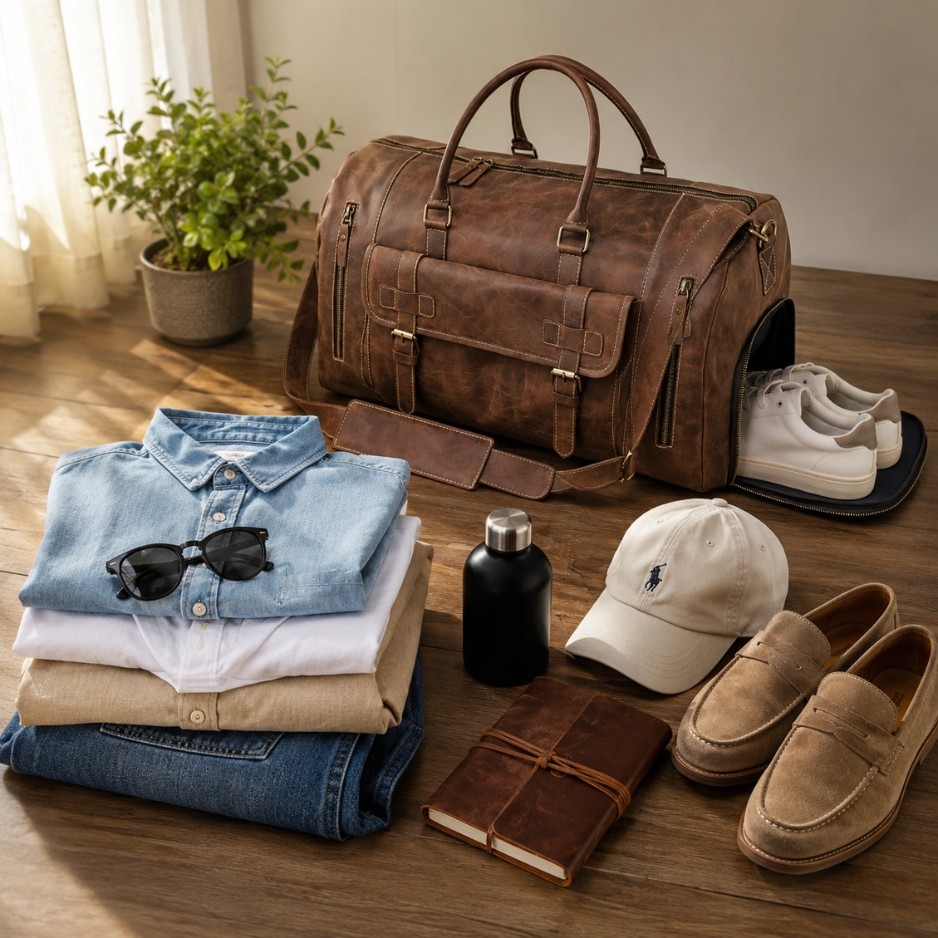 Genuine Leather Duffel Bag Men Weekender Travel Overnight Vintage Handmade New
