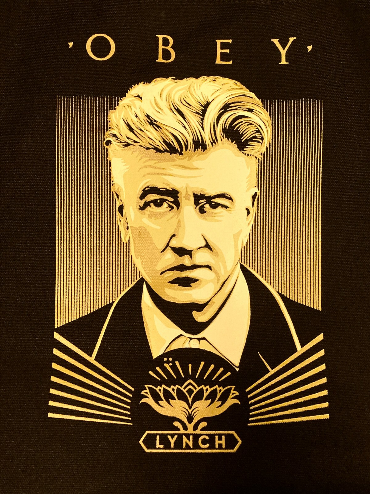 *RARE* Official 2017 OBEY David Lynch 20″x15″ Black Canvas Tote Bag