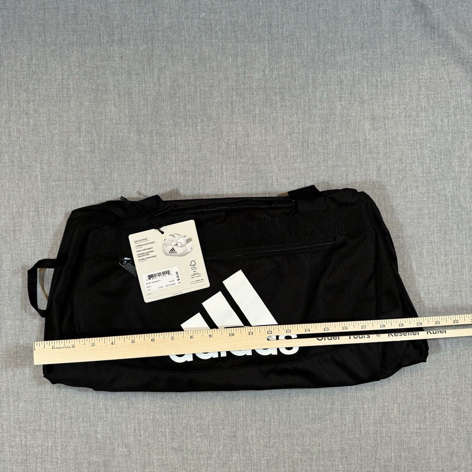 Adidas Defense 2 Medium Duffel Bag Ventilated Gym Outside Zip Pockets Black