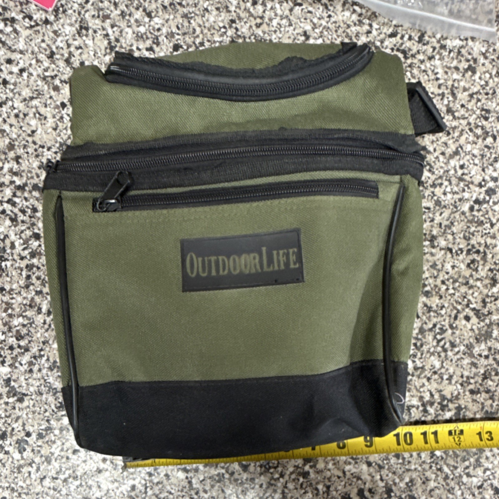Outdoor Life Green Black Men’s Messenger Bag Zip Closure Pockets Travel Casual