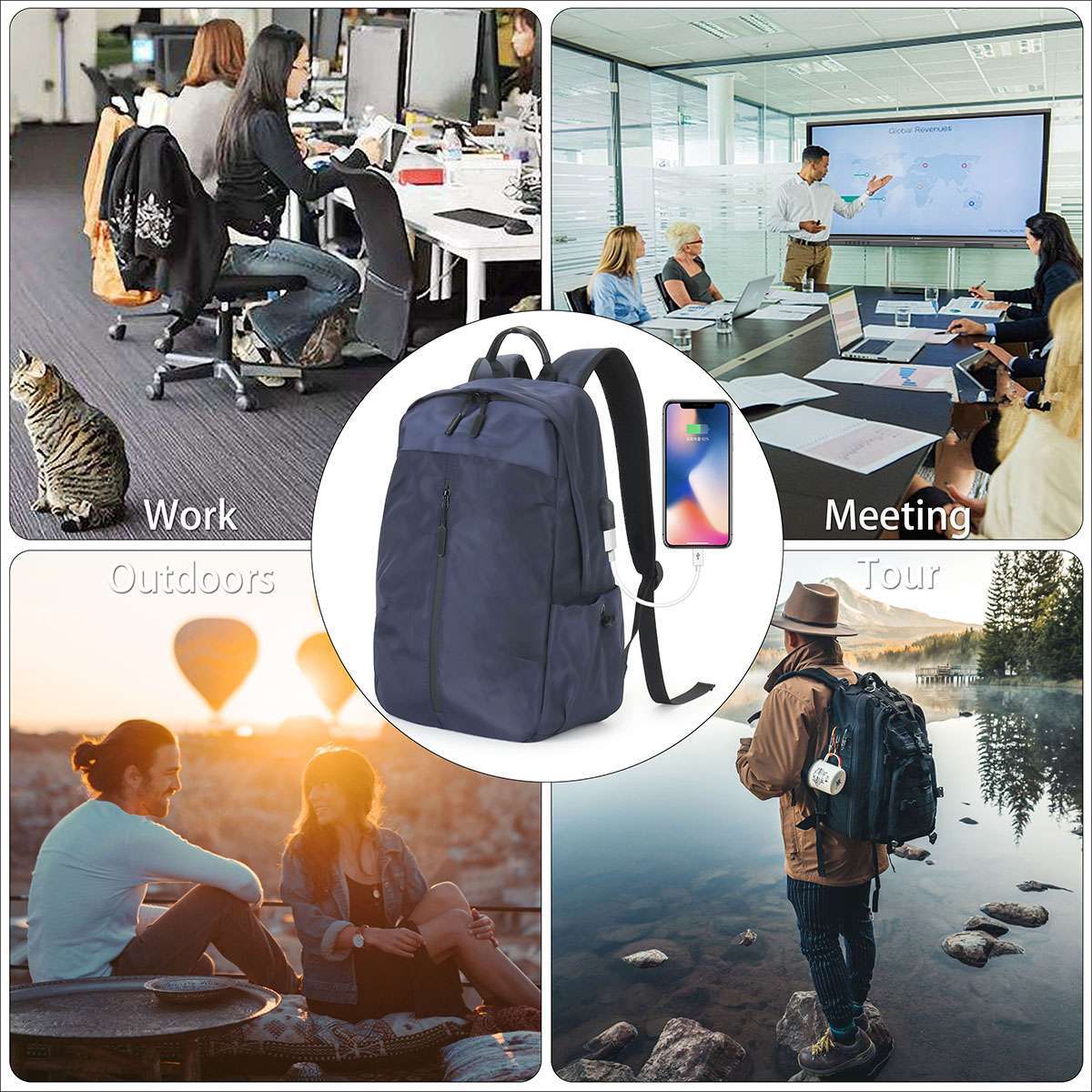 Fashion Men Utility Bag Laptop Shoulder Bag Daypack Backpack Casual Student LAVA