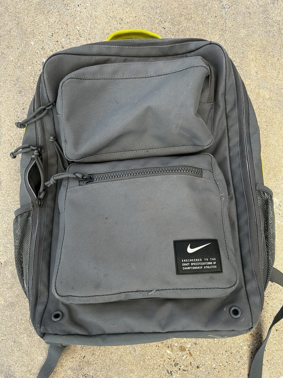 Nike Utility Speed Training Backpack Gray with Yellow Handle Gym Athletic