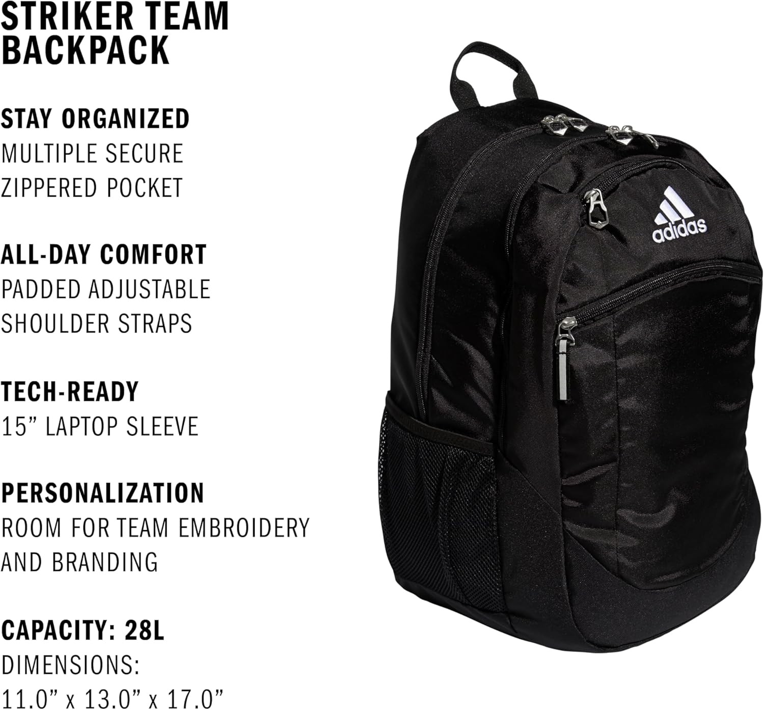 Striker Team Sports Backpack for Soccer and More, Workout Bag for Men and Women