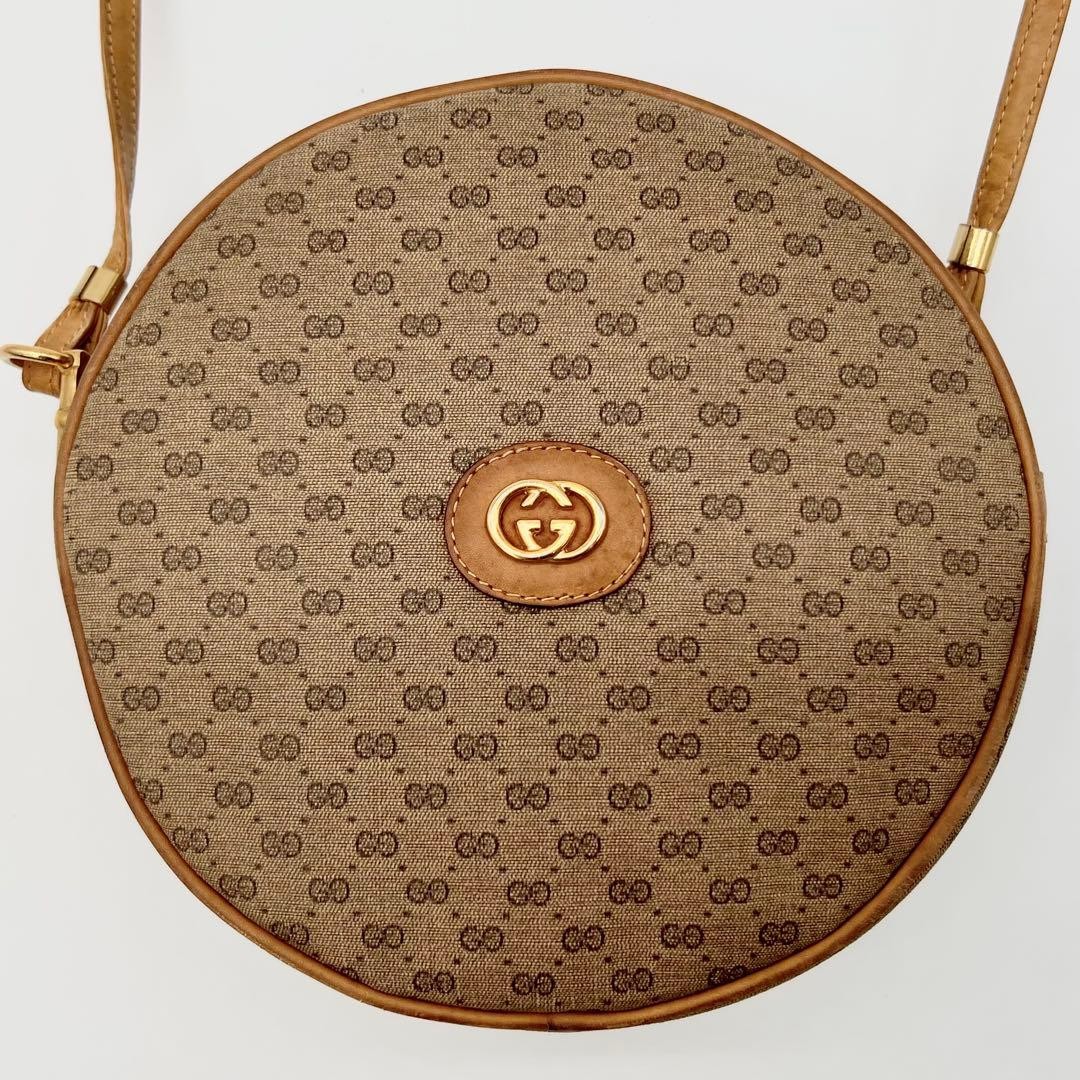 GUCCI Shoulder Bag GG Interlocking MICRO Round Brown