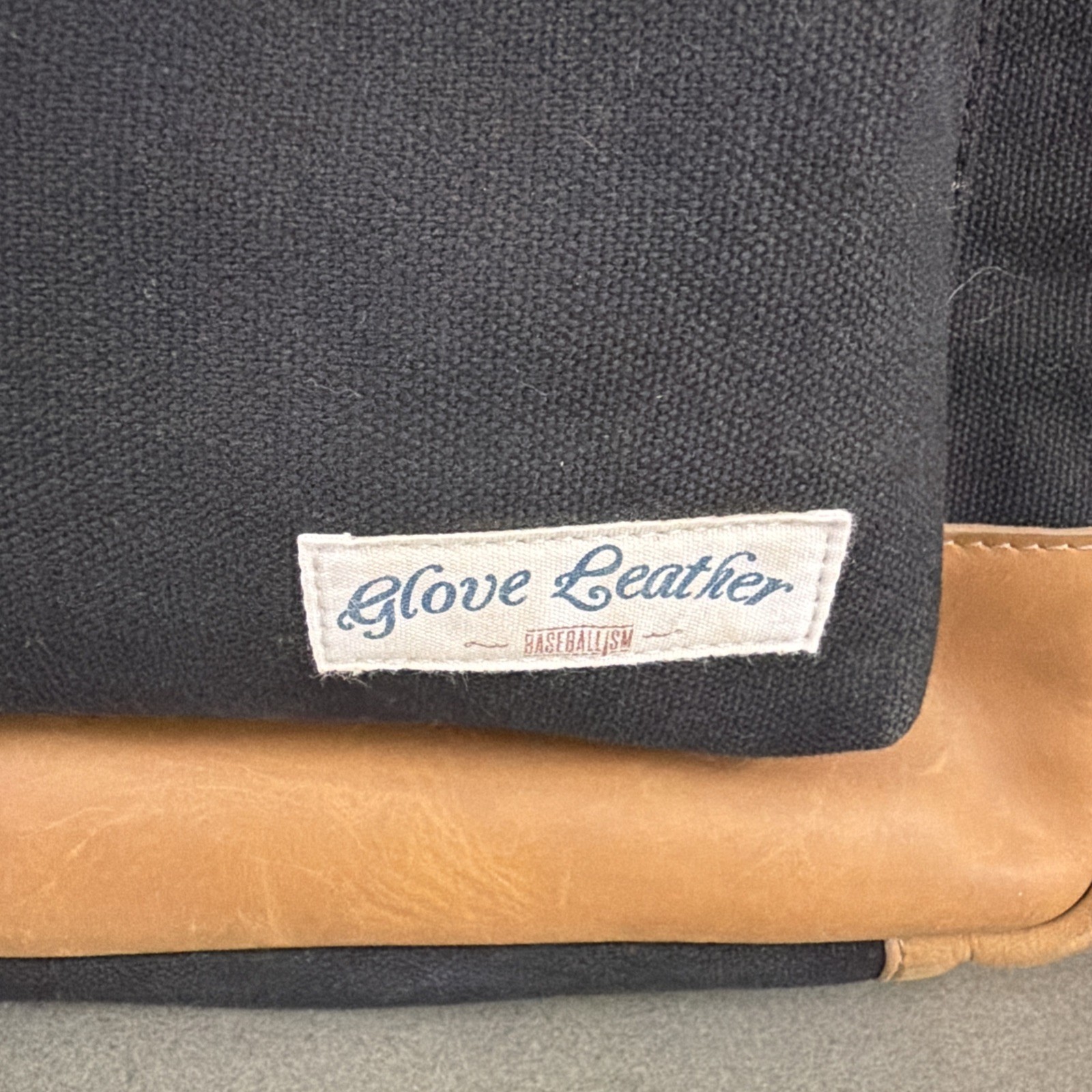 Baseballism Black/ Tan Glove Leather Canvas Backpack Computer Bag