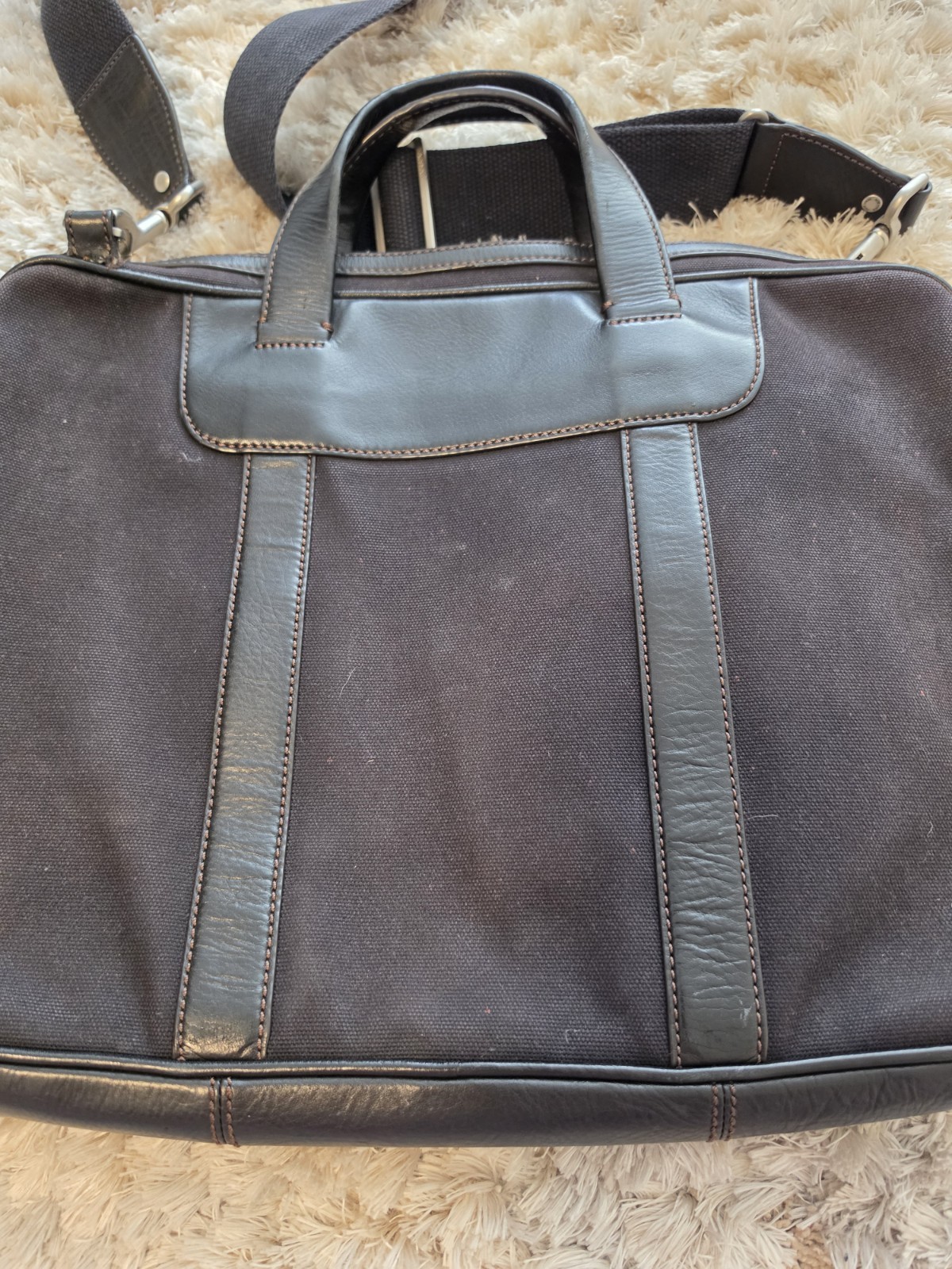 Authentic Jack Spade Canvas & Leather Briefcase Laptop Black Bag