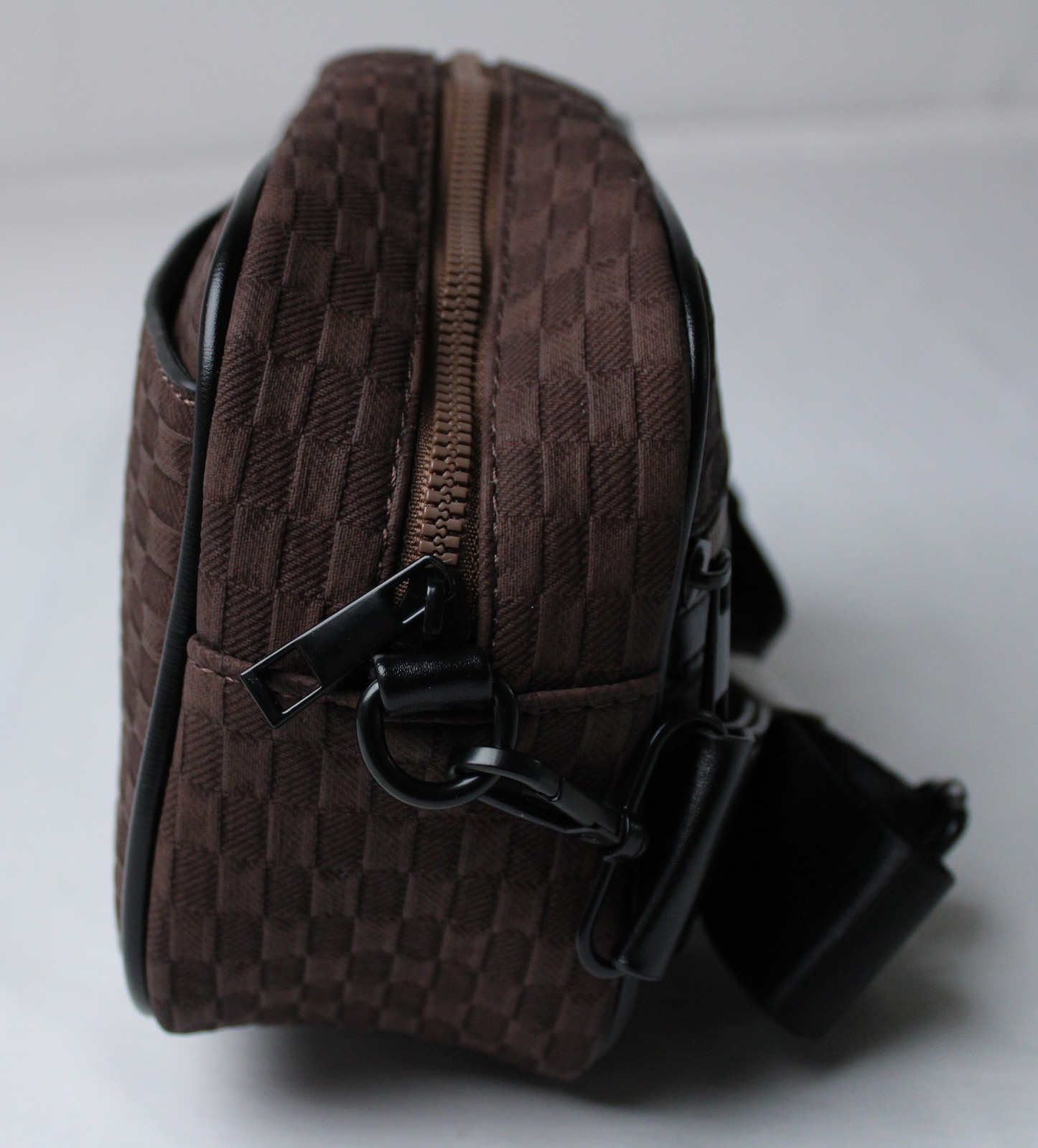 ASOS Men’s Monogram Fabric Zip Closure Crossbody Bag CA4 Brown One Size NWT