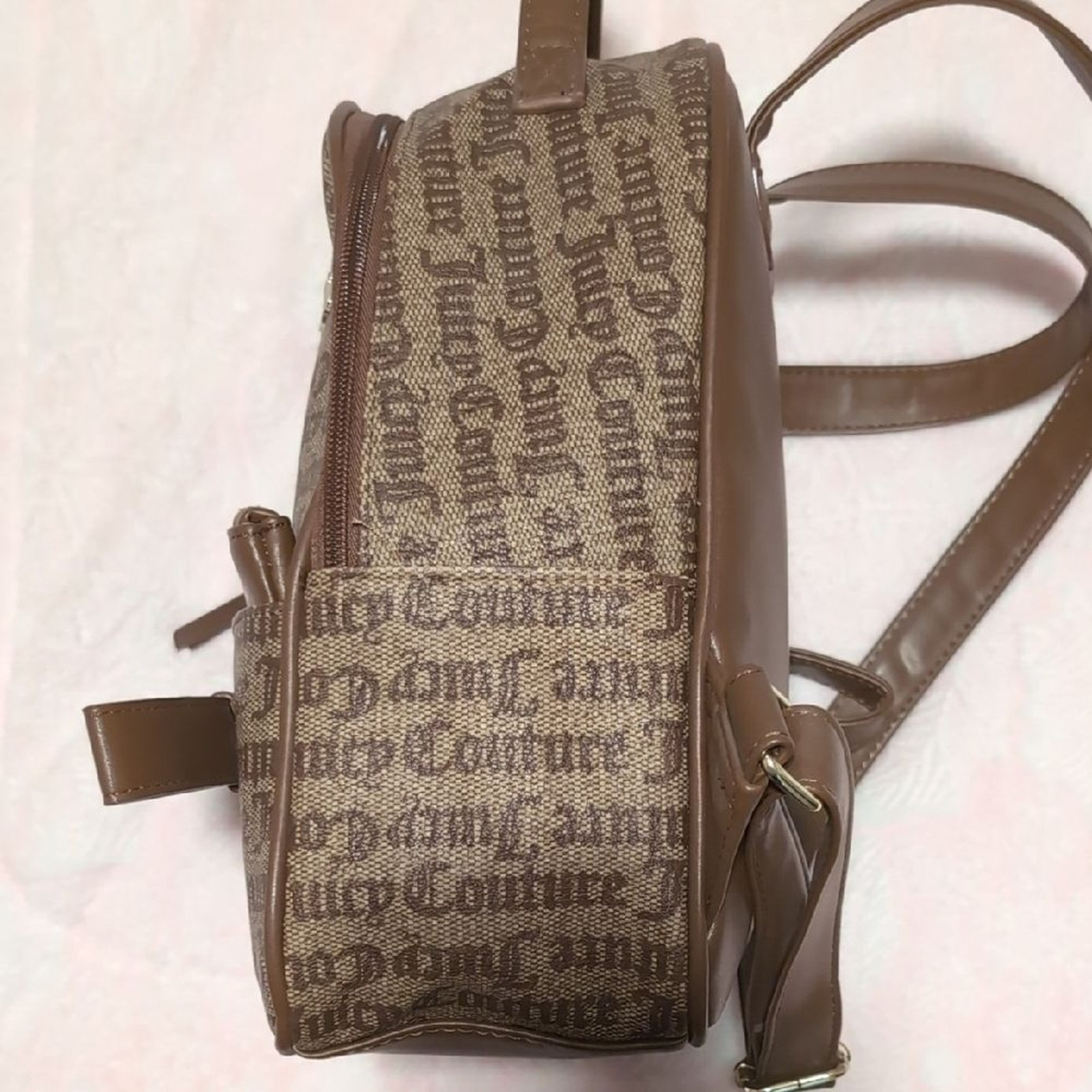 Juicy Couture Brown Logo Mini Backpack with Bow Accent