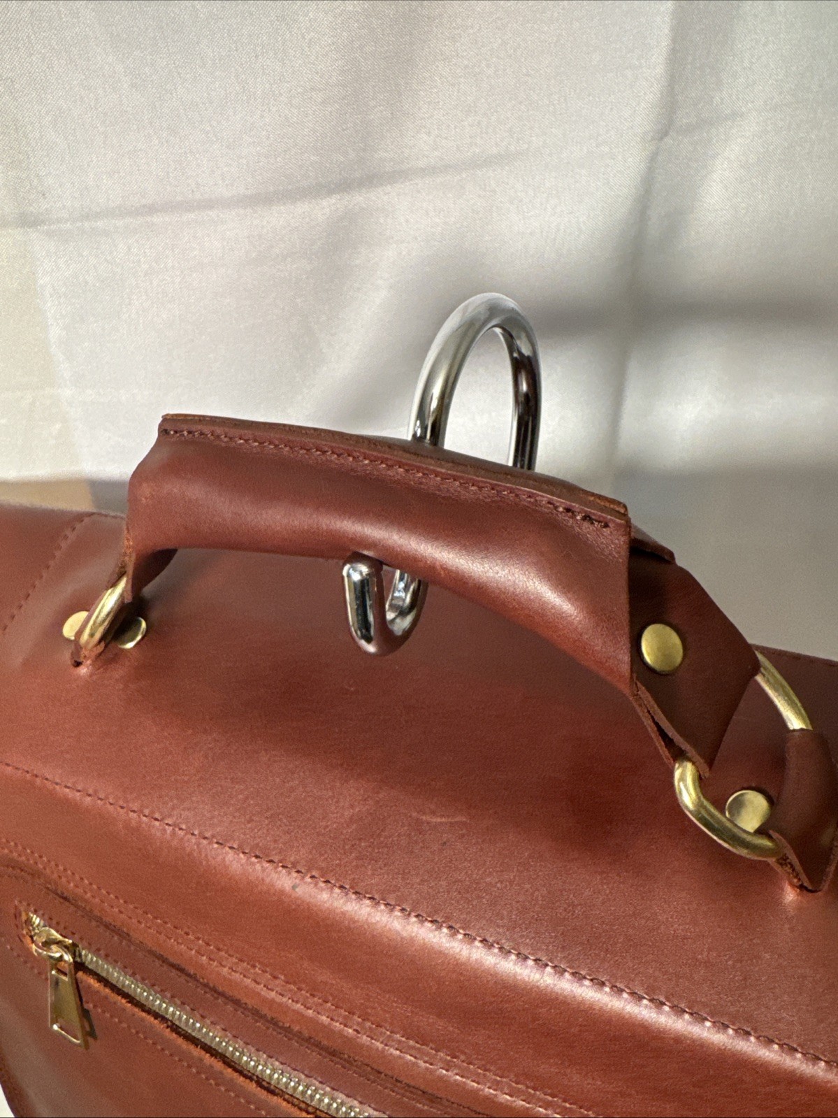 Elite Lifestyles Leather Briefcase Cognac Brown