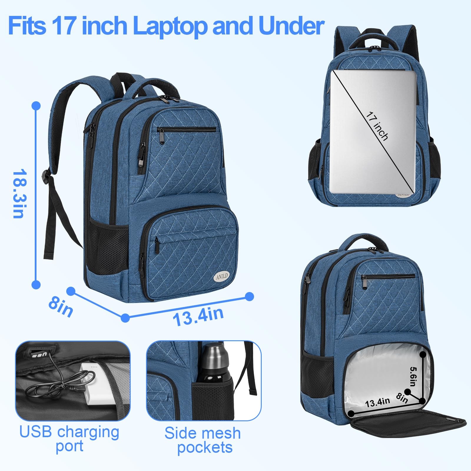 15.6 Inch Laptop Backpack With Insulated Cooler Compartment Travel Work