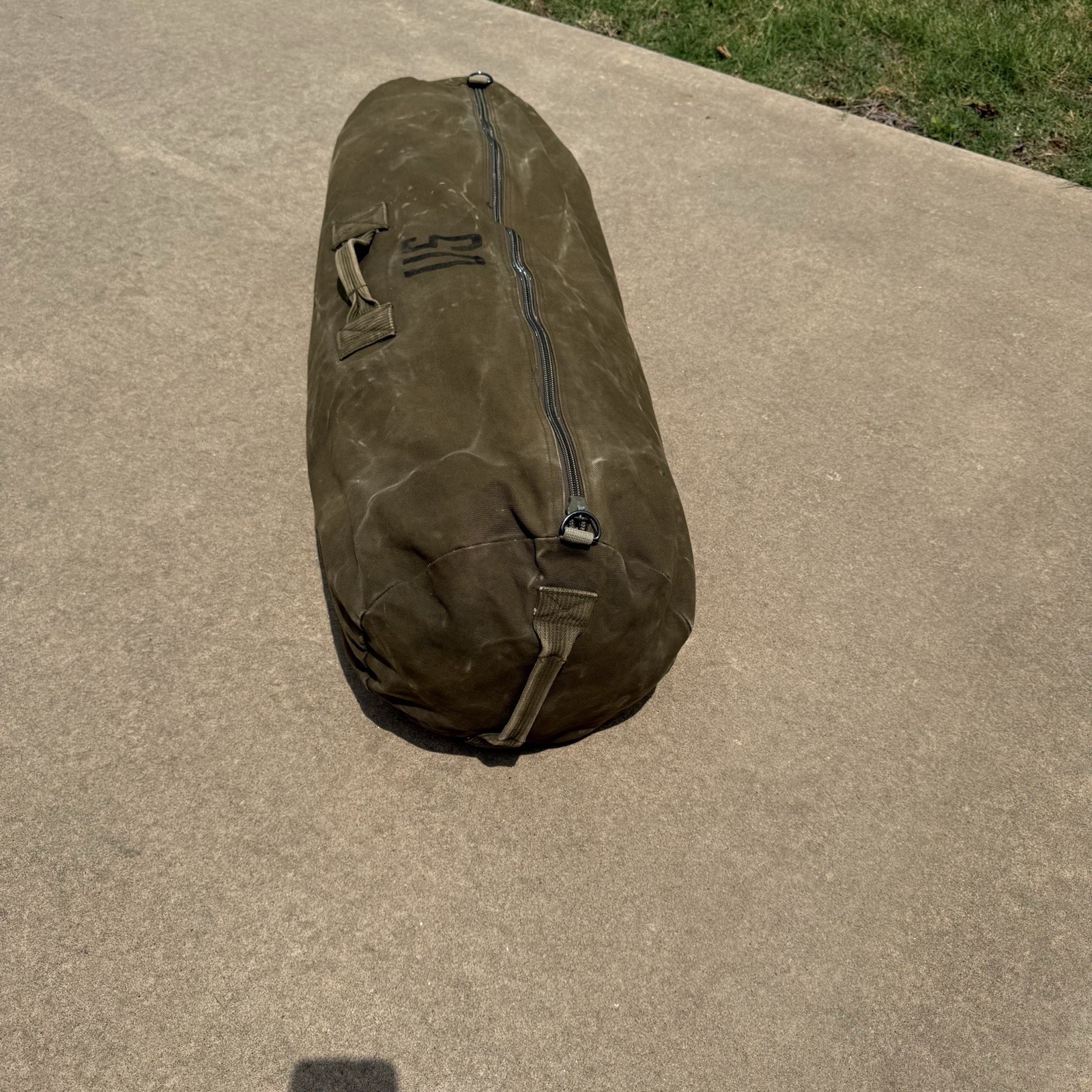 Large Duffle Bag Heavy Duty Cotton Canvas Military Army 36” 3 Handles Distressed