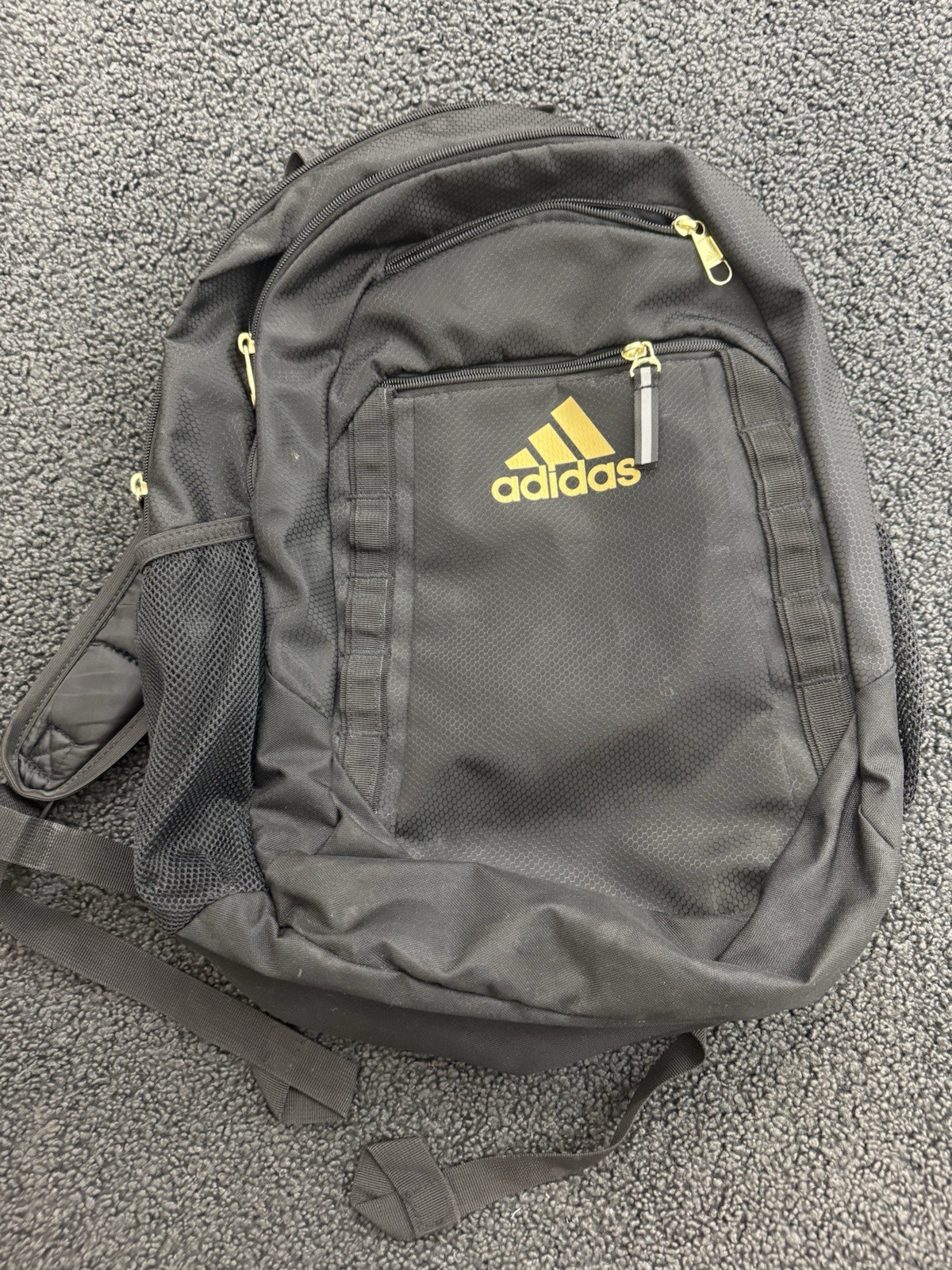 Adidas Excel 6 Load Spring Backpack 18″ Black & Gold School/Office/Travel EUC