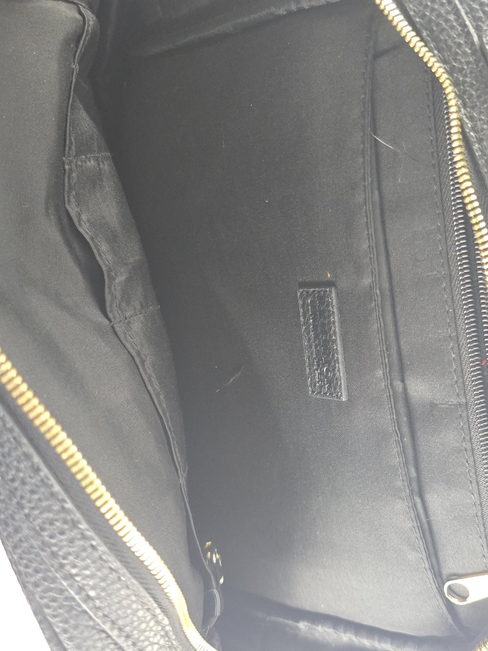 Renwick Backpack Genuine Pebbled Leather Black Gold Buckles Flap Pocket