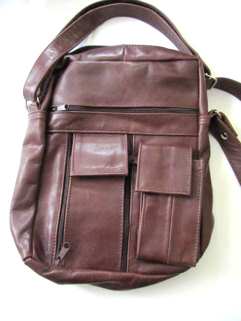 Leather Messenger Bag Tablet Pack With Cell Phone Pocket Credit Card Organizer
