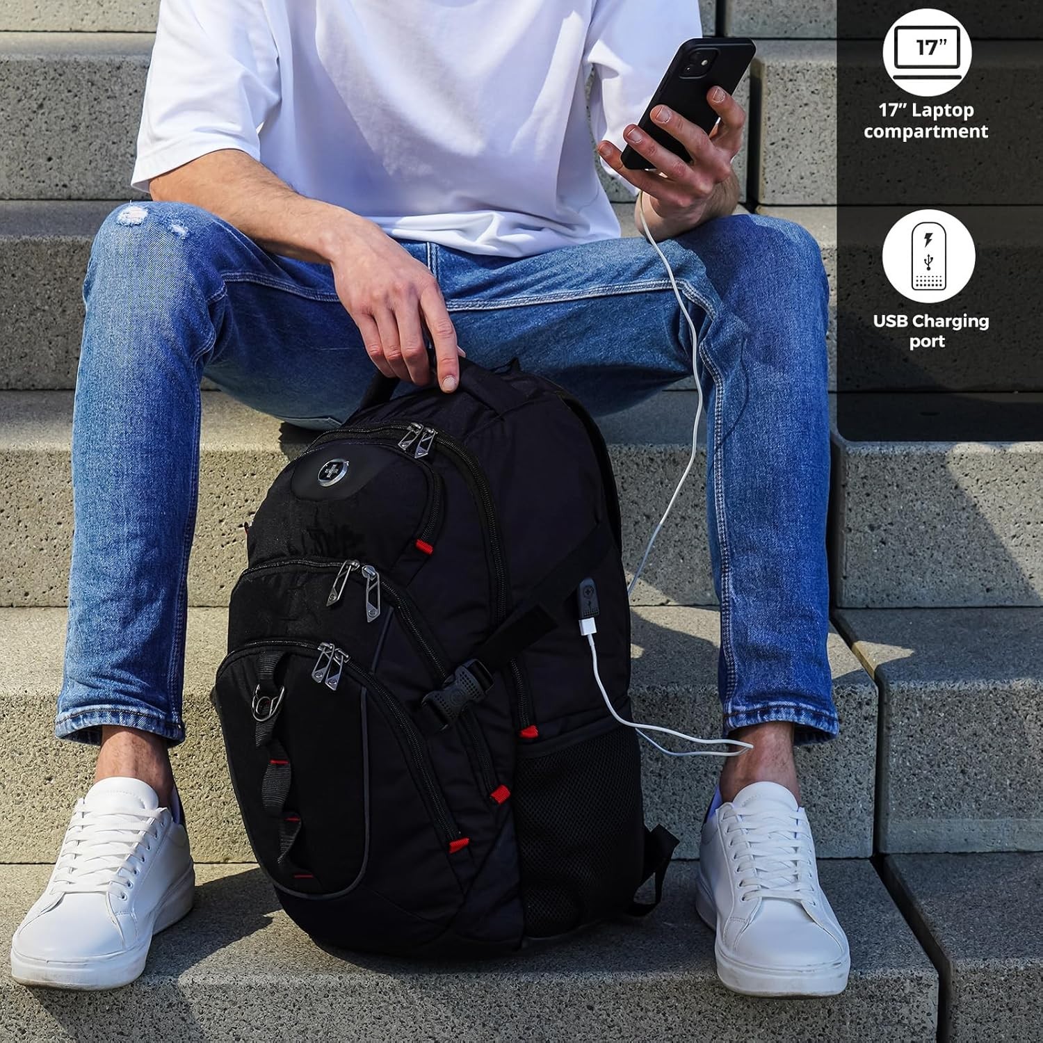NWT Swiss Digital Design UniVector (Vector) Backpack, USB Charging Port, RFID