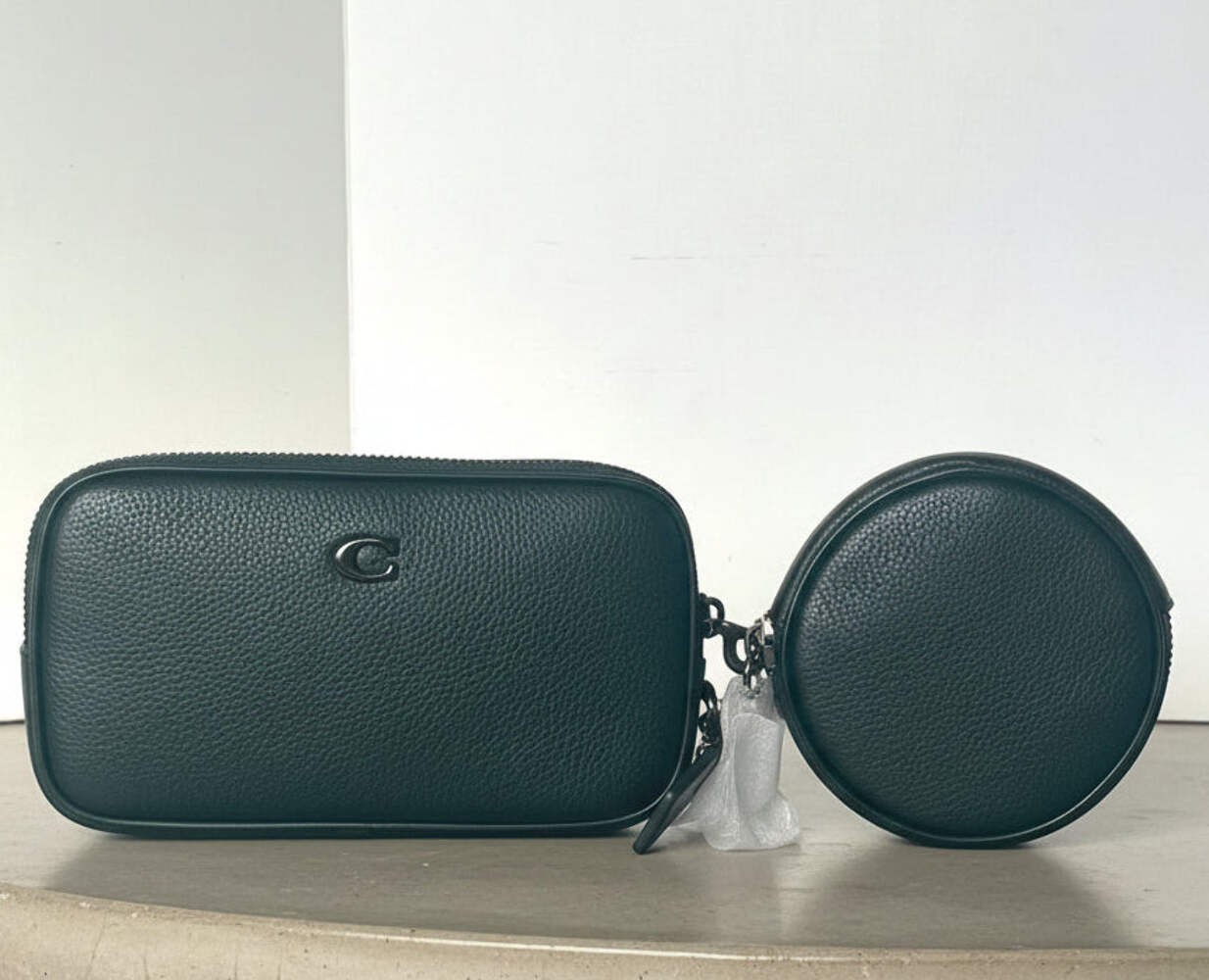 Coach CR749 Multi Pouch Black Leather Belt Bag Adjustable Removable