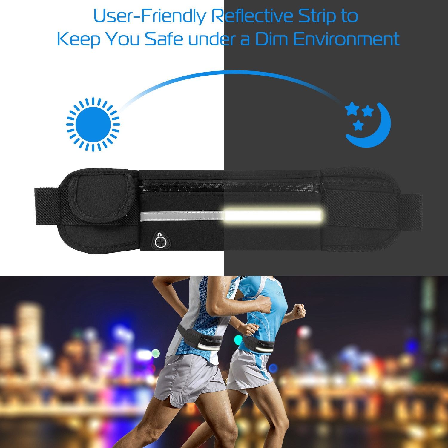 Sports Running Waist Bag Waterproof Adjustable Belt Pouch for Fitness Travel