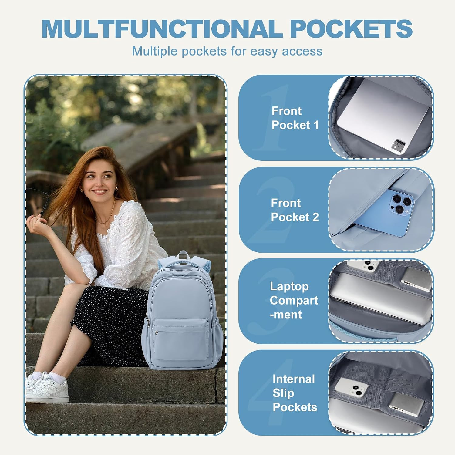 Lightweight Backpack for Women Men Laptop Travel Work Casual Daypack College Bag