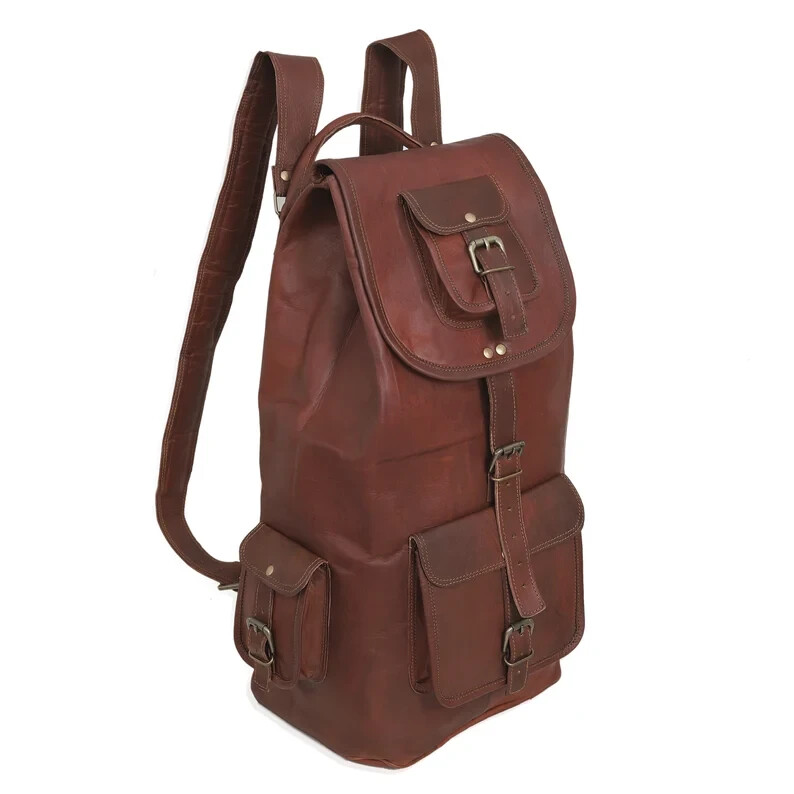 Vintage Craft’s Leather Messenger Rucksack Leather Men’s Backpack Laptop Book