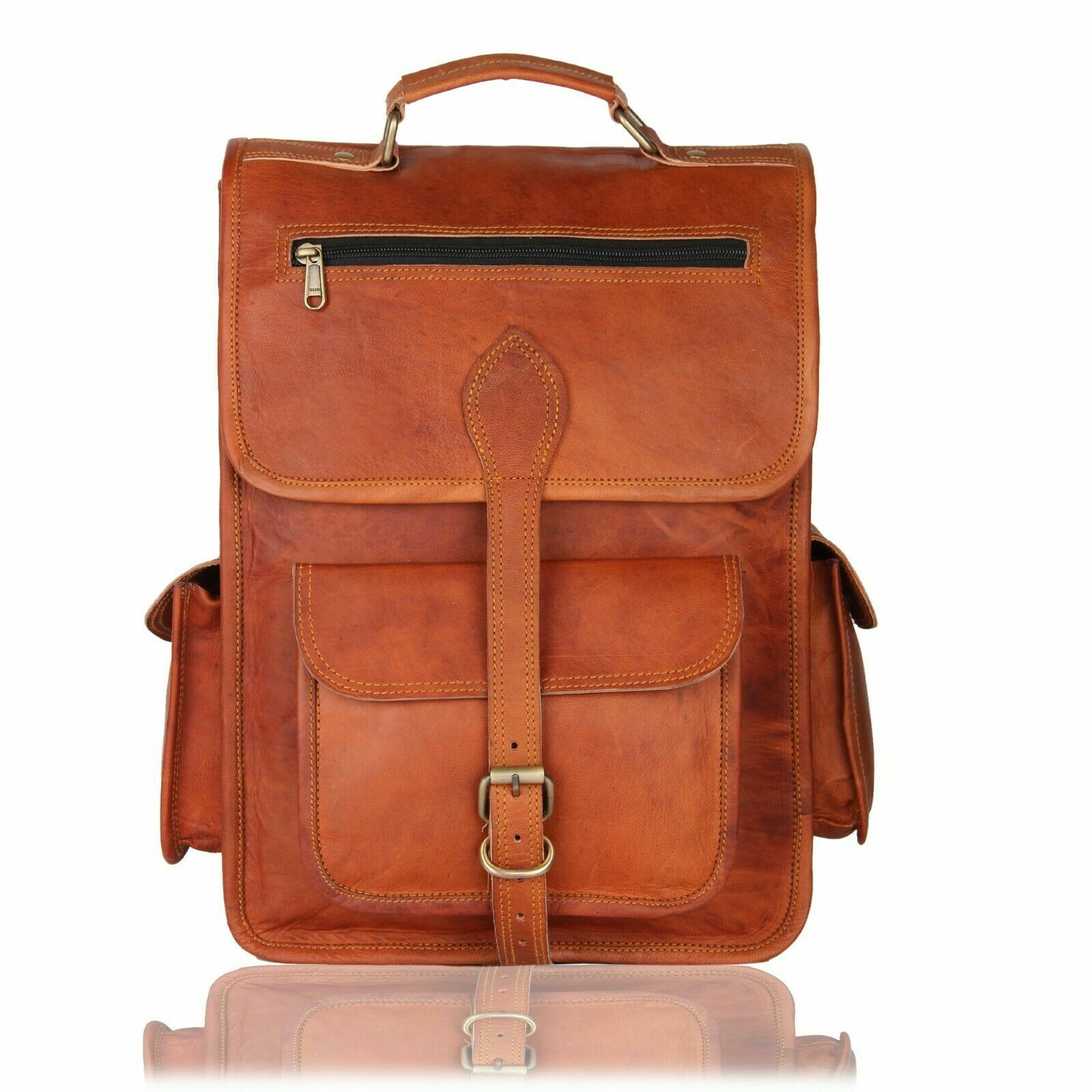 Hipster Genuine Leather Backpack men Fashion retro Style Vintage New School Bag