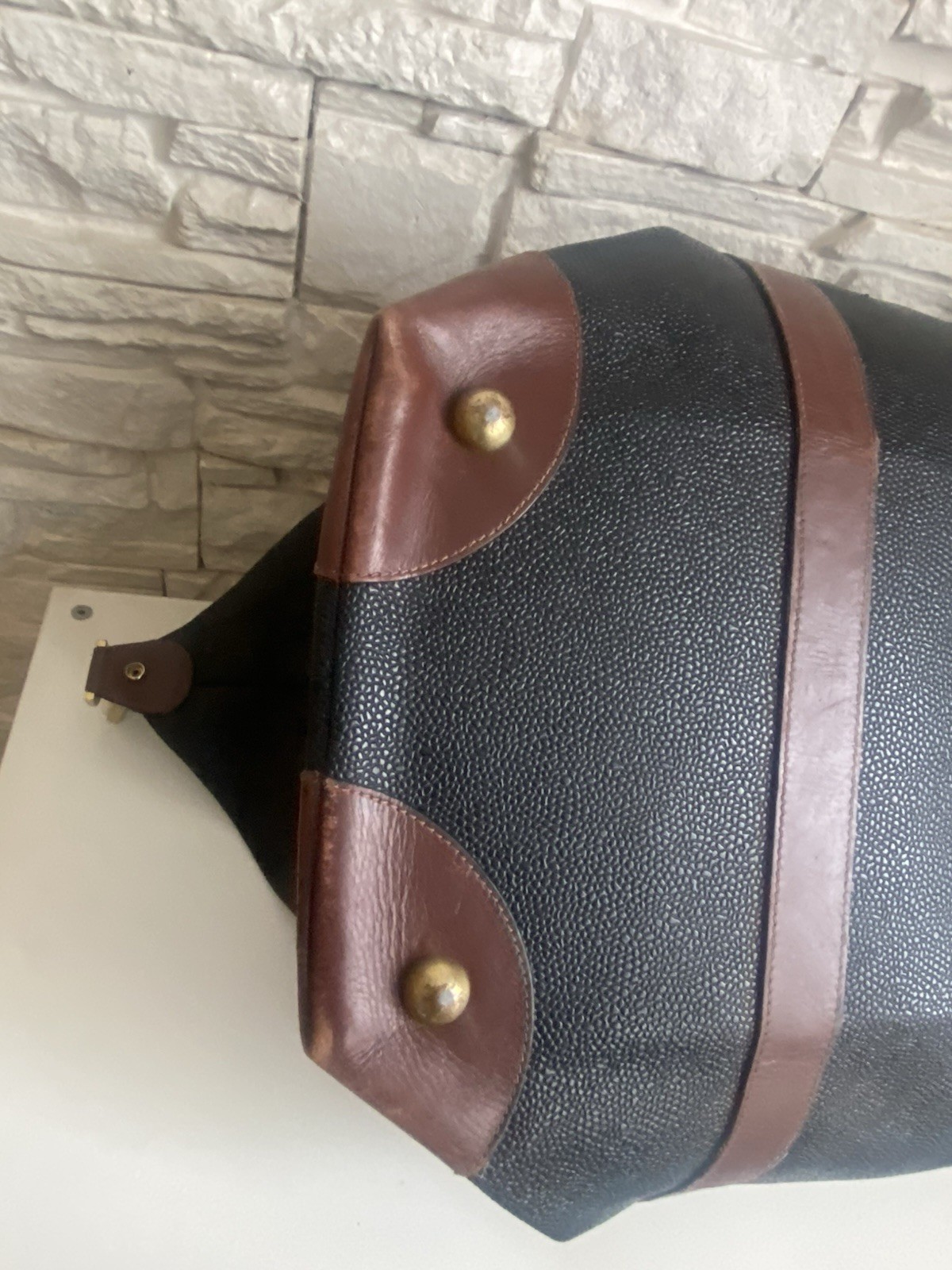 Mulberry Vintage Navy Scotchgrain Leather Zip Medium Weekend Carry Bag